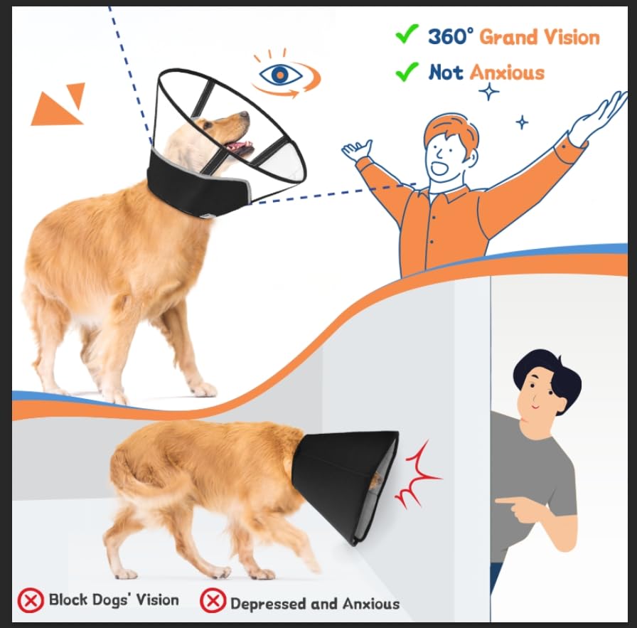 Soft Adjustable Dog Cone Collar for Small Dogs - Post-Surgery Recovery E-Collar to Prevent Licking | Comfortable Elizabethan Collar Alternative | Perfect for Pets After Spay/Neuter Surgery or Wound Healing (XS)