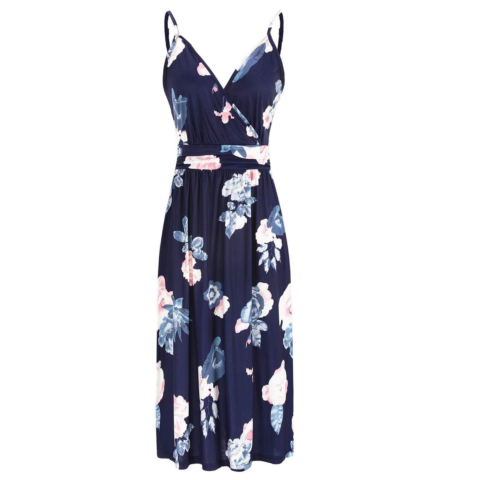 iYBWZH Women's Summer Casual Floral Print Sleeveless Loose Pocket Dress - Beach Cover Up, Vacation Outfit, Streetwear Fashion