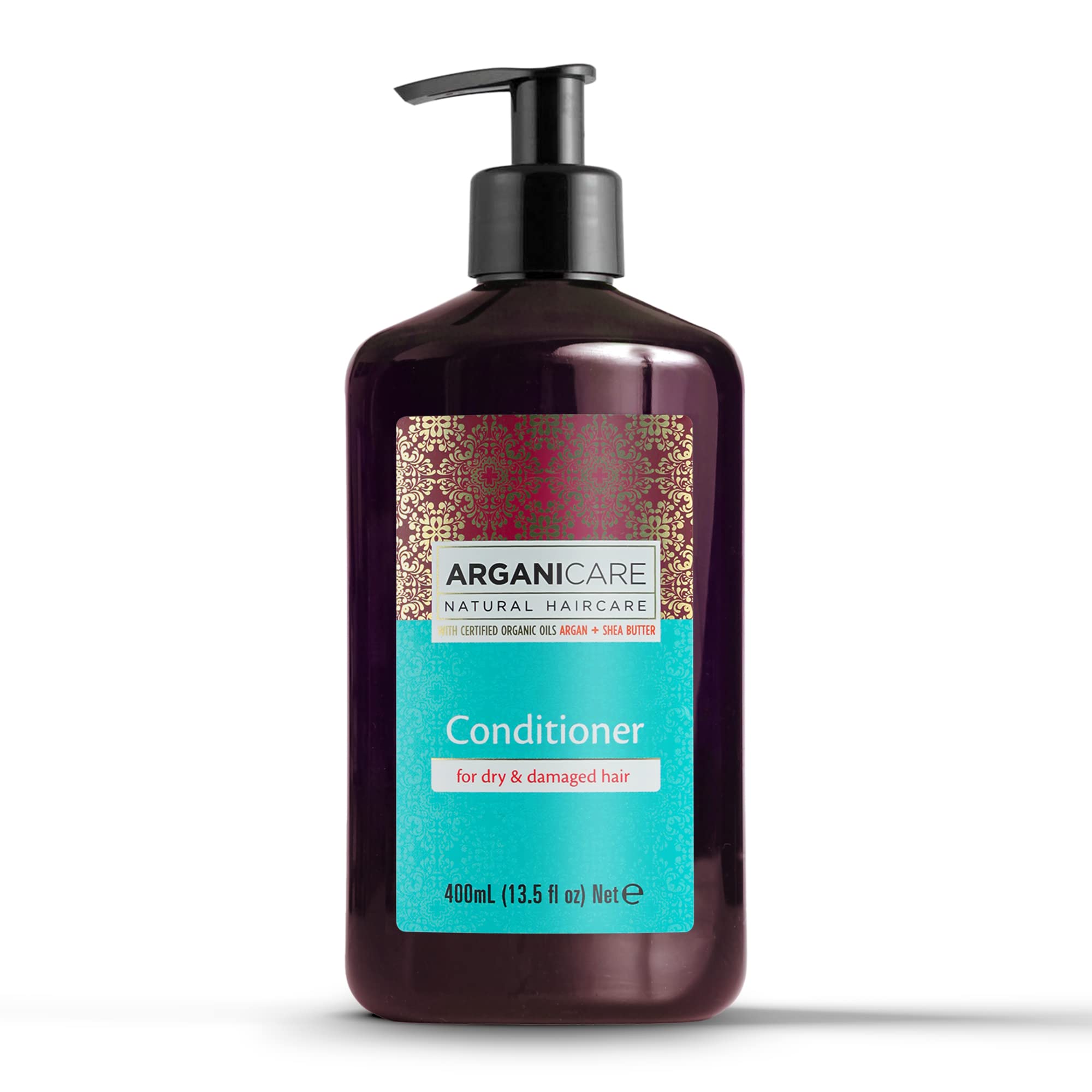 Arganicare Natural Argan Oil Deep Conditioner for Dry Damaged Hair - Jojoba Oil, Shea Butter & Silk Infused - Moisturizing Hair Treatment with Vitamins B5 & E for Men, Women & Kids (13.5 fl oz) | Perfect for Daily Hair Care, Salon-Quality Results at Home, and Repairing Heat-Damaged Hair