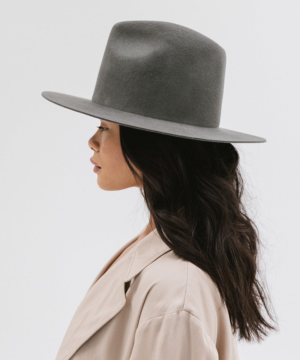 Billie Tall Fedora Hat for Women - Dark Grey Vintage Style Blemished - Perfect for Outdoor Events, Weddings & Fashion Statements