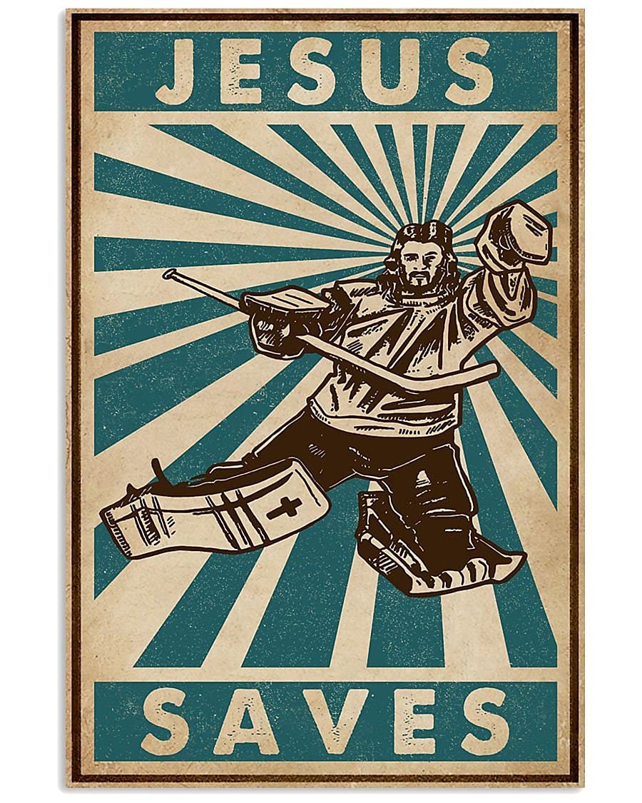 500-Piece Wooden Jigsaw Puzzle - Retro Teal Hockey 