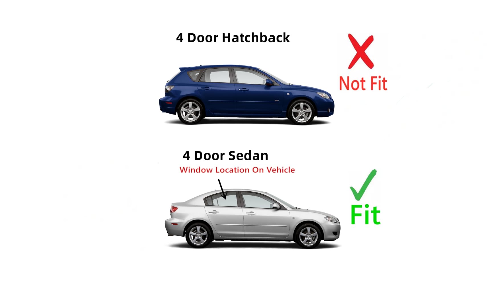 Passenger Side Rear Door Window Glass Replacement for Mazda 3 2004-2009 4-Door Sedan - Perfect Fit, OEM Quality - Ideal for Auto Glass Repair & Replacement Services