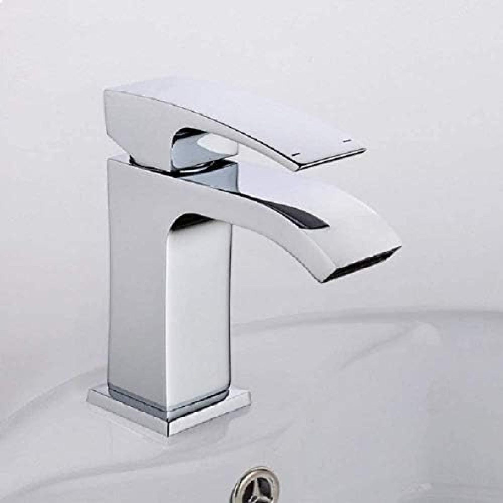 CRJUS Modern Deck Mounted Waterfall Basin Mixer Tap - High Arc Kitchen & Bathroom Faucet with Sleek Design | Perfect for Contemporary Homes, Restaurants & Hotels