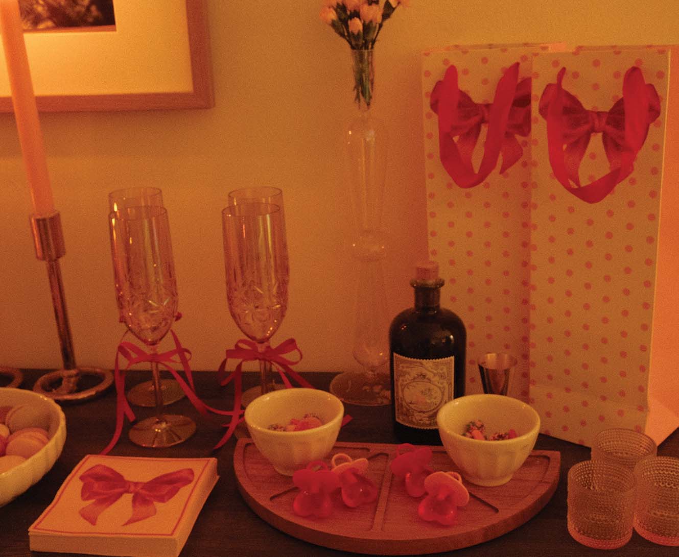 Elegant Pink Bow Table Setting for Weddings, Birthday Parties & Special Events - Decorative Dining Decor
