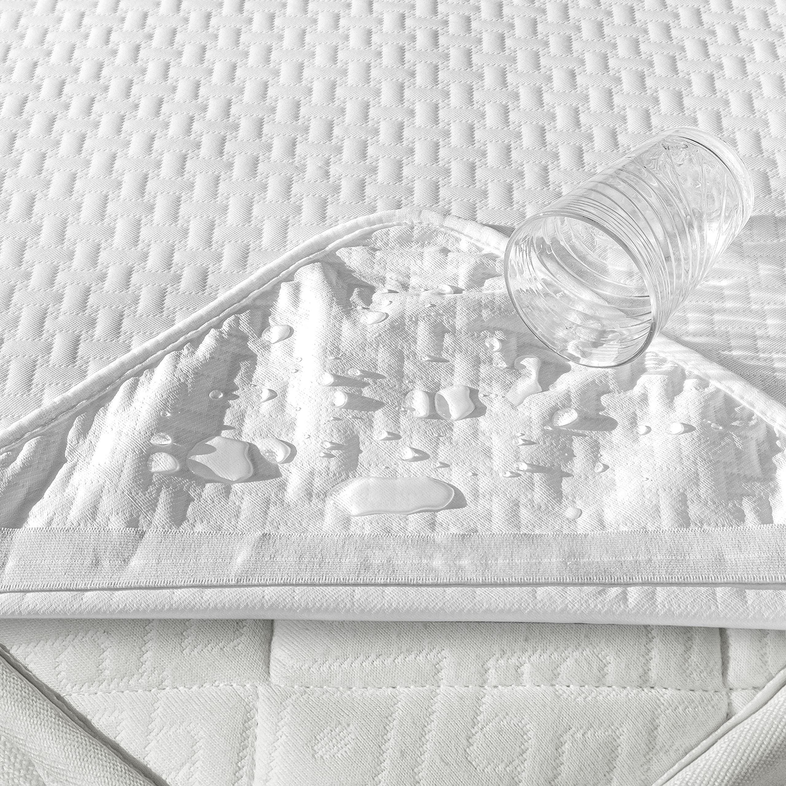 Ambesonne King Size Quilted Mattress Topper - Soft, Breathable & Waterproof Bed Pad with Noiseless Surface & Durable Elastic Straps | Premium Comfort for Hotels, Guest Rooms & Home Bedrooms