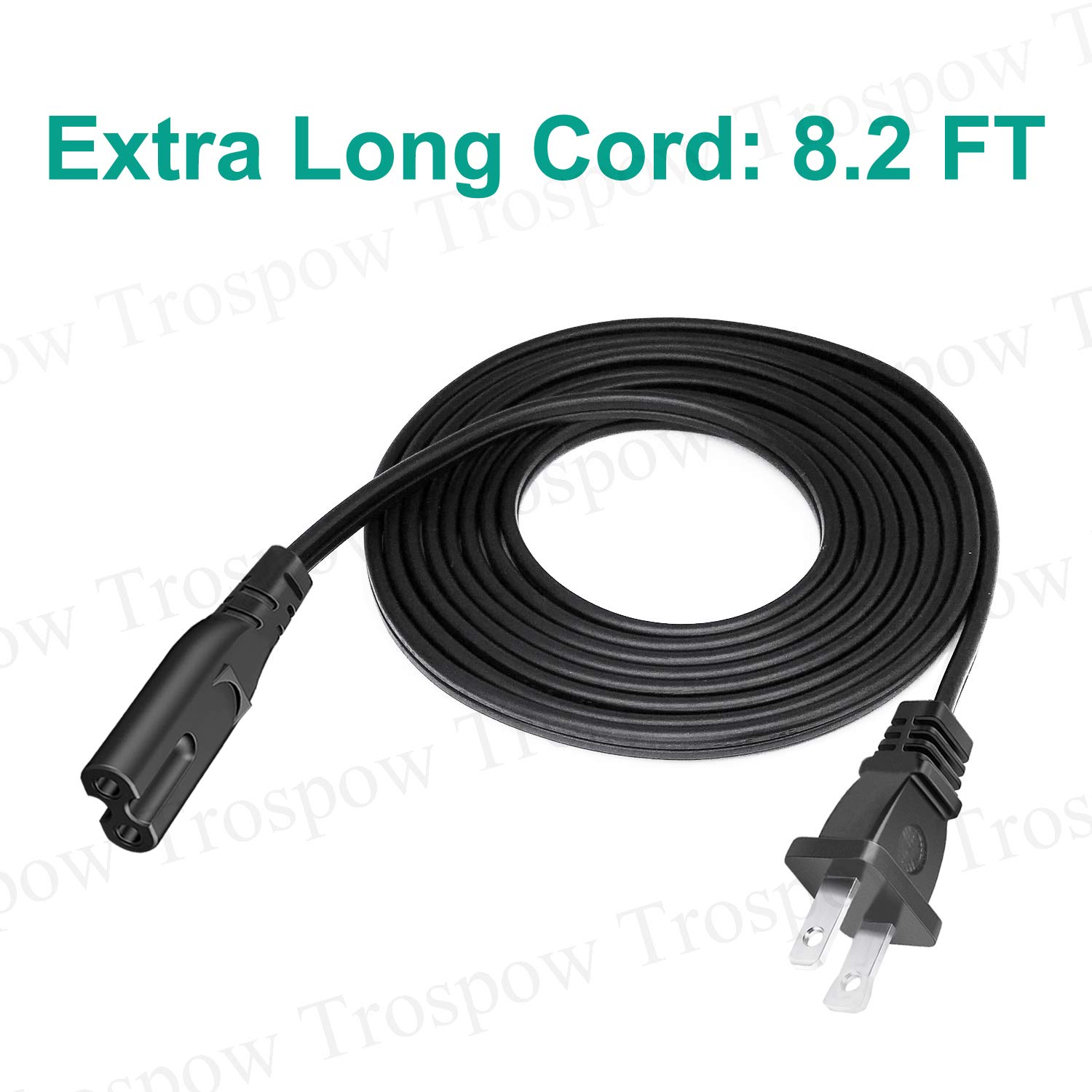 8.2ft Replacement Power Cord for HP Envy 4500/4512/4522/5530/5540/5660/6055/6255/7155/7643/7645/7855 Printers - 2 Prong AC Power Cable - Perfect for Home & Office Printer Setup