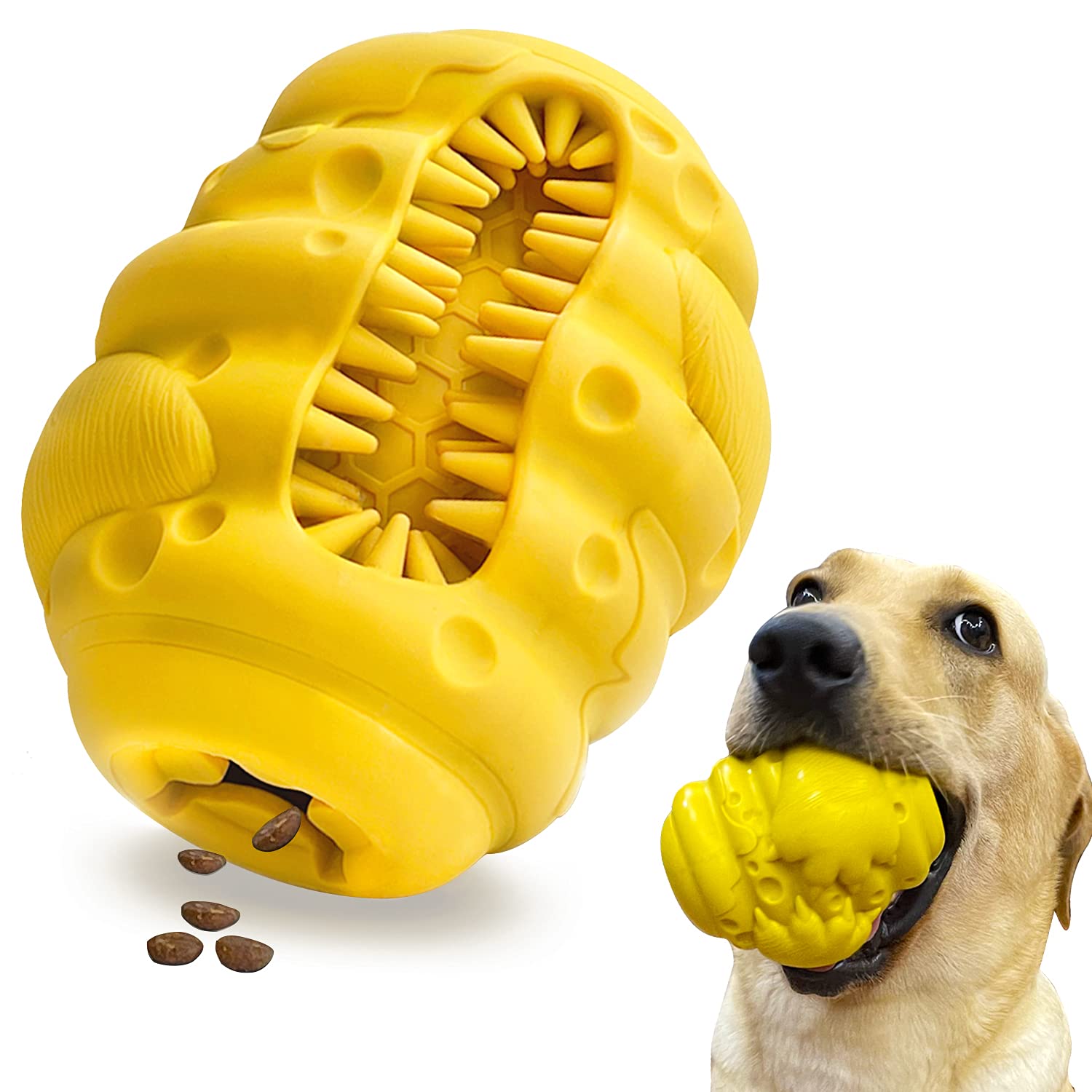 **Durable Indestructible Dog Chew Toys for Aggressive Chewers - Large & Medium Breeds, Interactive Treat Dispenser & Slow Feeder - Heavy Duty Rubber Teeth Cleaning Puzzle Toy for Playtime & Training**