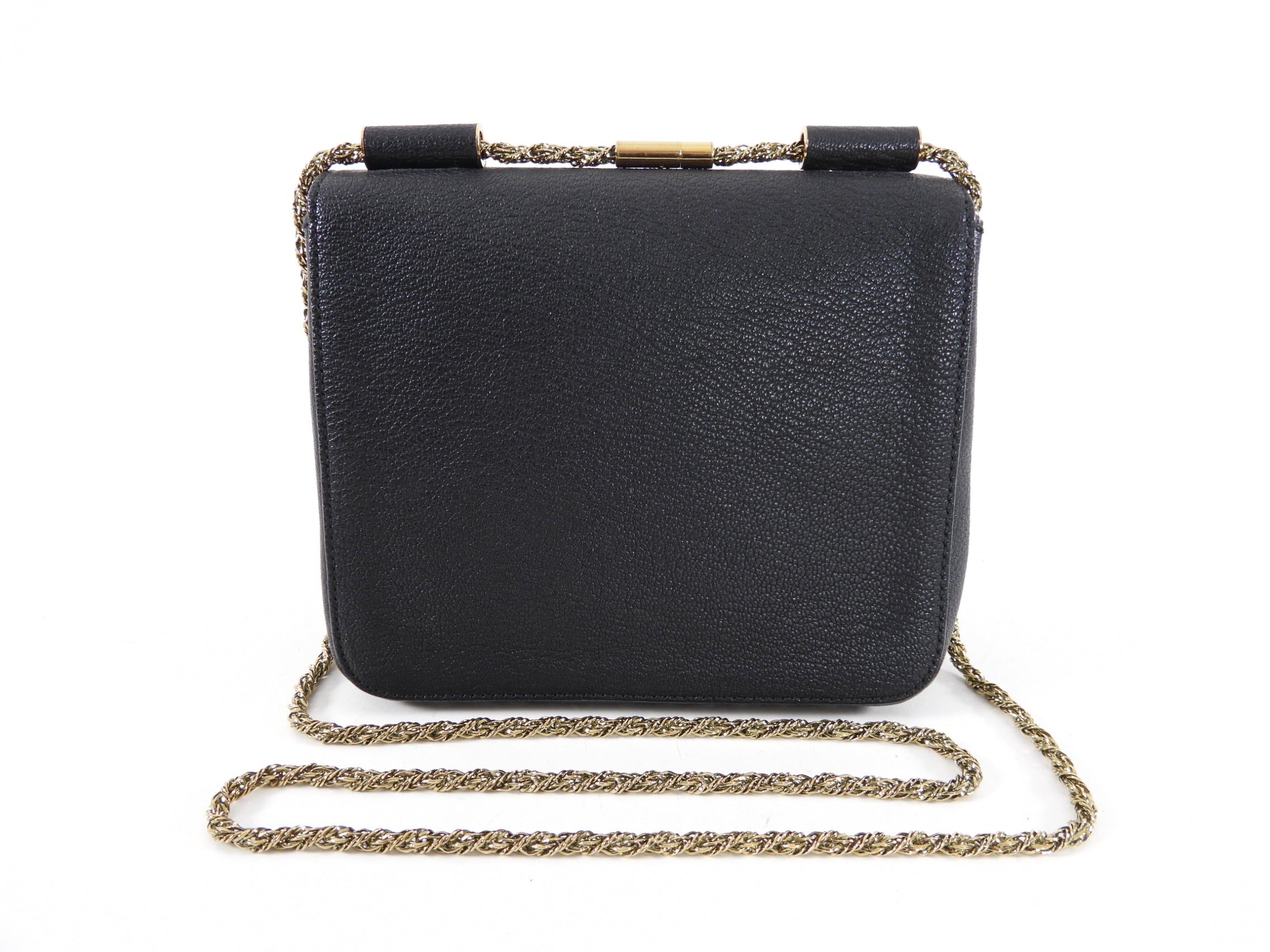 Chloe Black Grain Leather Elsie Crossbody Chain Bag - Stylish & Elegant for Evening Outings, Parties & Special Occasions