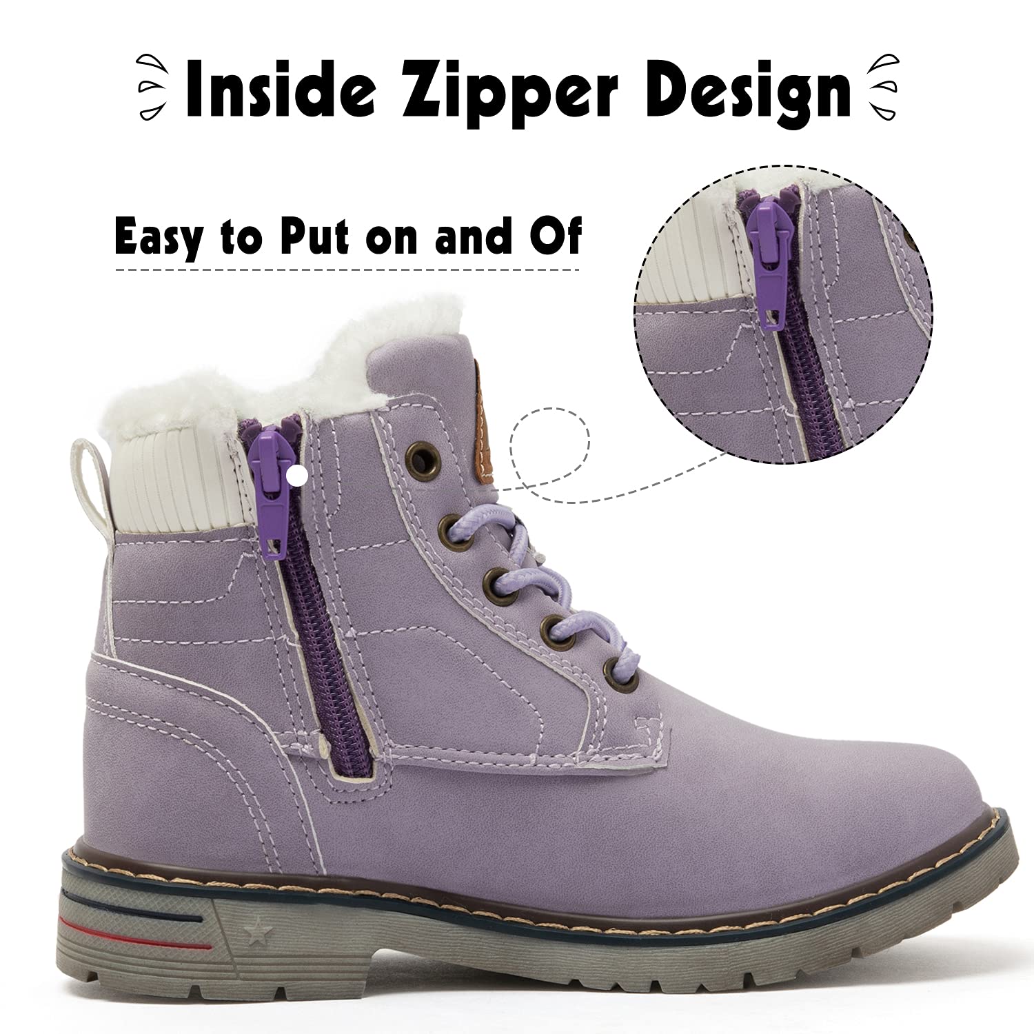 **Mishansha Waterproof Winter Snow Boots for Boys & Girls - Kids Hiking Boots with Fur Lining for Cold Weather - Warm Outdoor Walking Shoes for Snow Play & Winter Adventures**