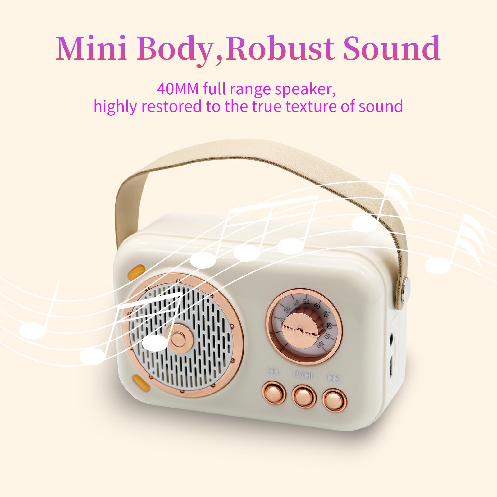 Portable Mini Karaoke Machine with 2 Wireless Microphones - Bluetooth Speaker for Adults & Kids - Perfect for Home Parties, Birthday Gifts & Family Singing Fun (White)