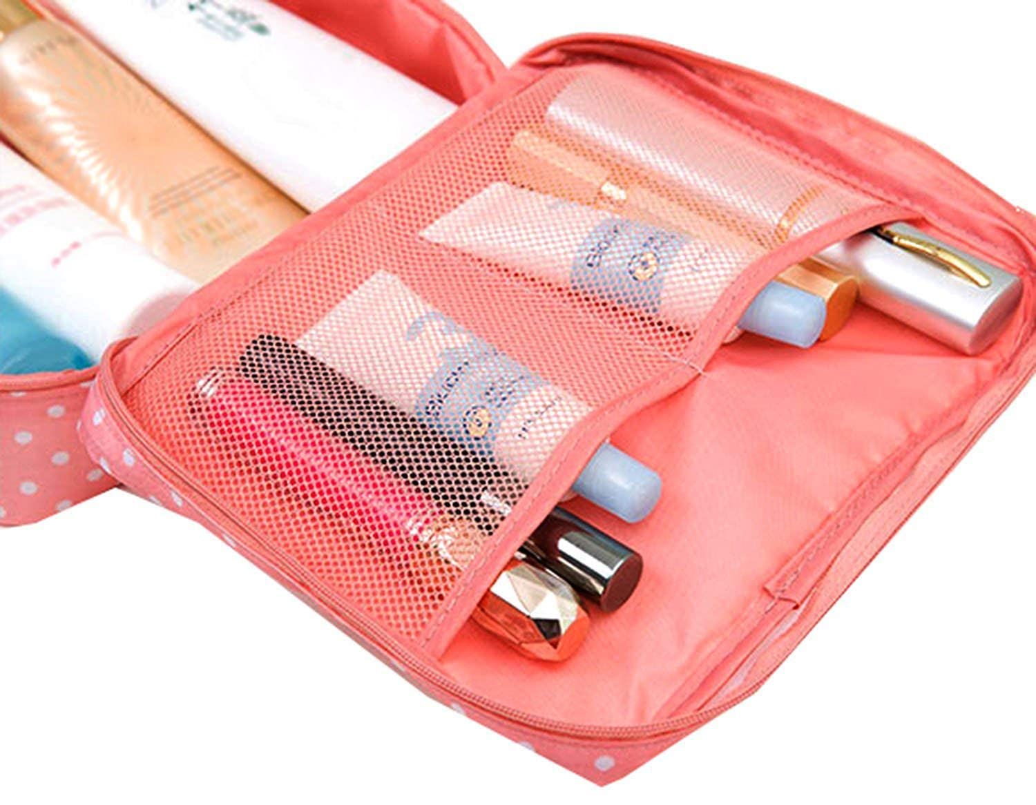 Nightstar Multifunctional Printed Cosmetic Organizer Pouch - Makeup Bag, Stationery Case & Jewelry Travel Organizer with Handle & Premium Zipper (Orange) - Perfect for Travel, Home Vanity & Daily Essentials Storage