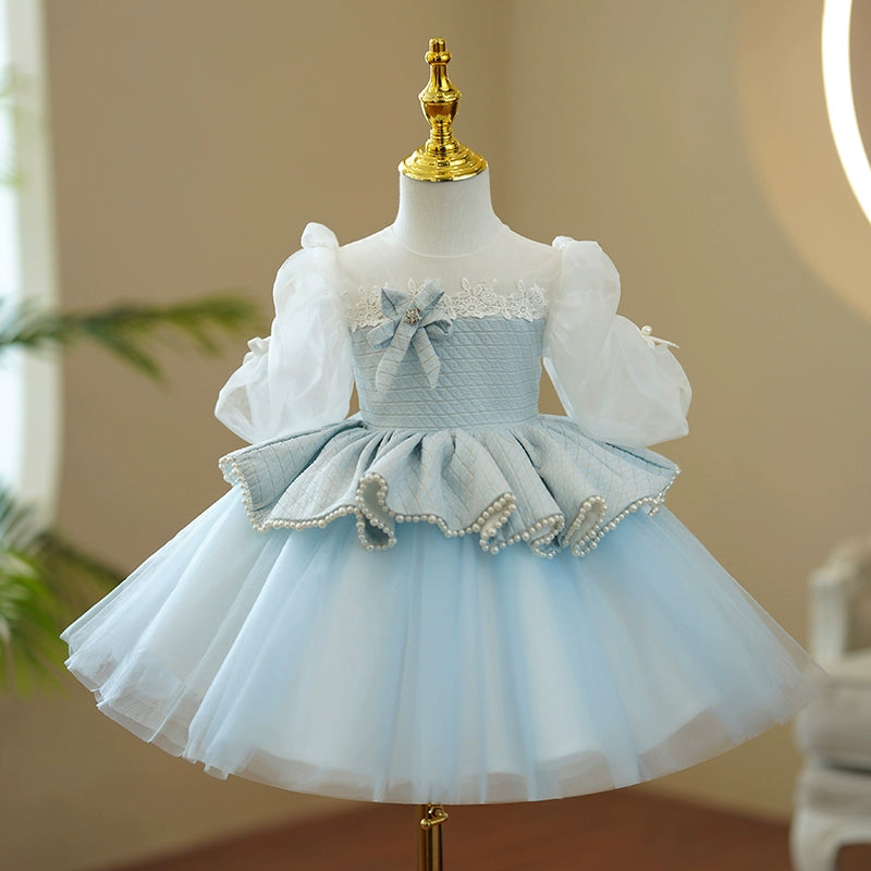 Royal Blue Princess Round Tea-Length Tulle Flower Girl Dress for Weddings & Special Occasions - Perfect for Bridal Parties, Pageants & Formal Events