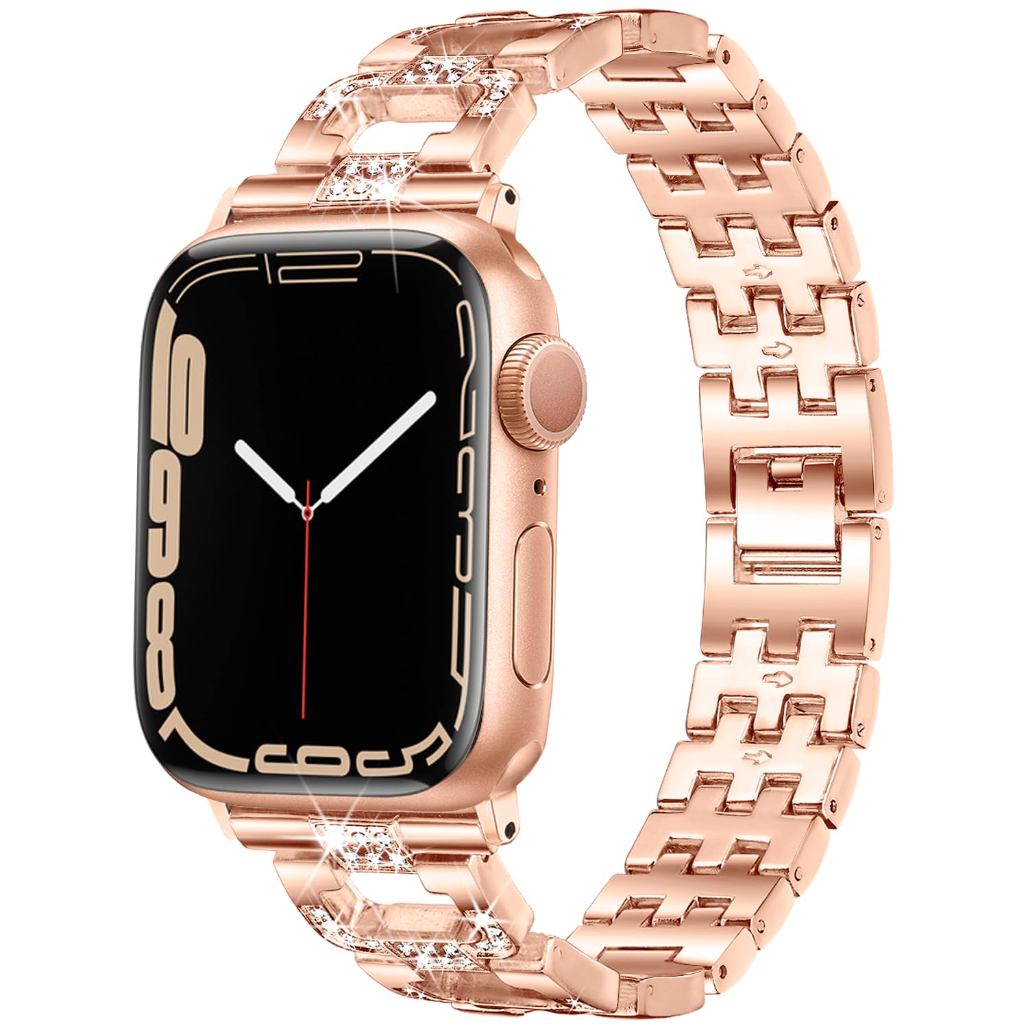 Luxury D-Shape Apple Watch Band for Women - Compatible with Series 9/8/7/6/5/4/3/2/1/SE/Ultra (38mm/40mm/41mm/42mm/44mm/49mm) - Elegant & Stylish iWatch Strap for Work, Parties & Everyday Wear