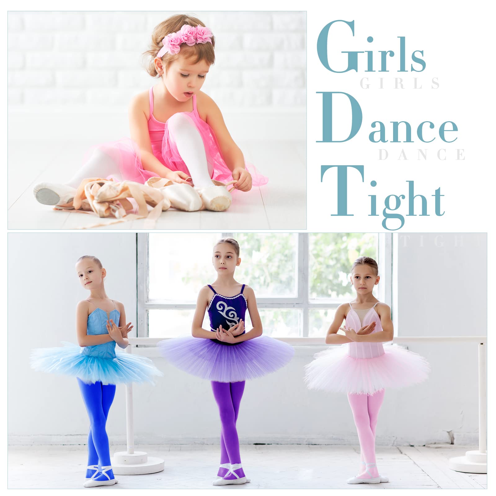 20 Pairs Girls Ballet Tights - Soft Elastic Toddler Dance Footed Tights for Ballet Class, School Uniform & Costume - Bulk Pack for Dance Recitals & Performance Practice