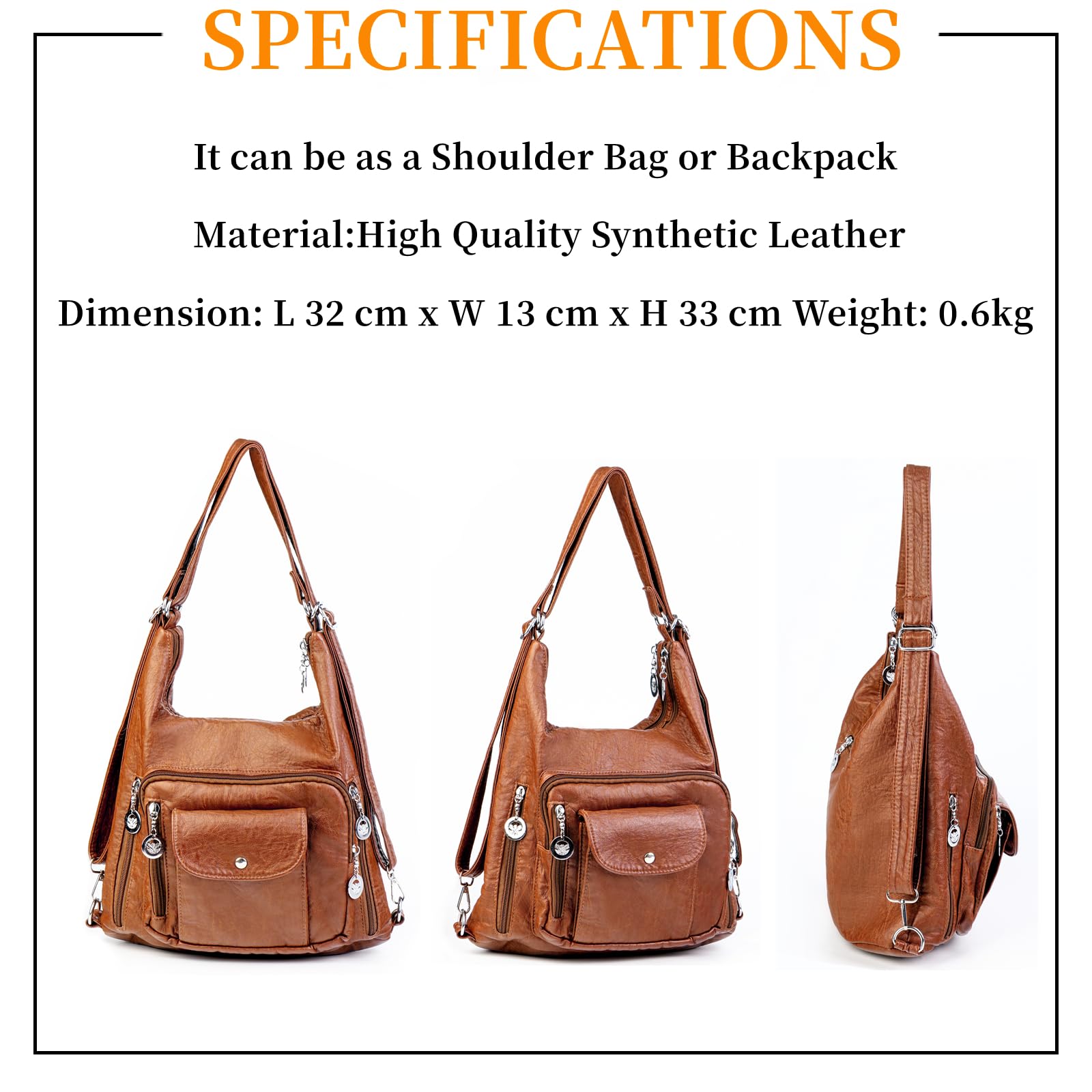 Stylish Women's Hobo Bag - Soft Washed Leather Shoulder Tote & Messenger Purse for Work, Travel & Daily Use | Fashionable Multifunctional Handbag