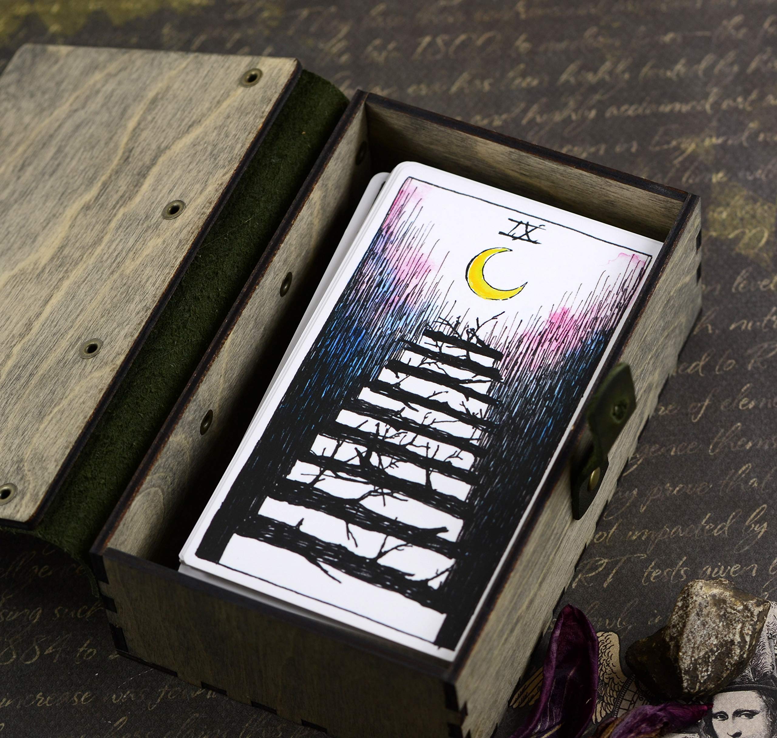 Laser Engraved Wooden Tarot Box - Gift for Tarot Readers & Spiritual Use