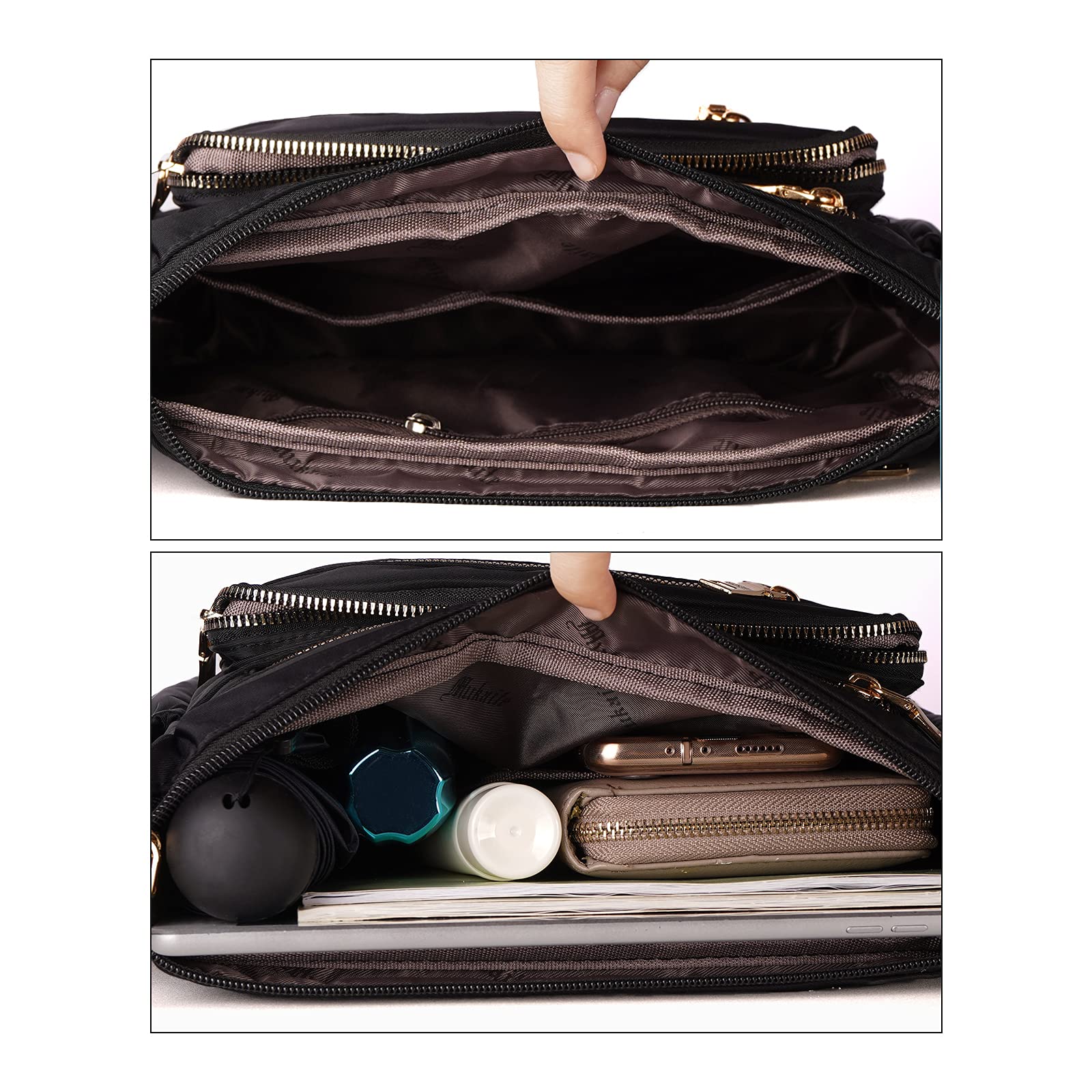 Waterproof Nylon Crossbody Bag for Women - Lightweight Shoulder Bag with Multiple Pockets, Casual Messenger Purse for Travel, Work & Everyday Use