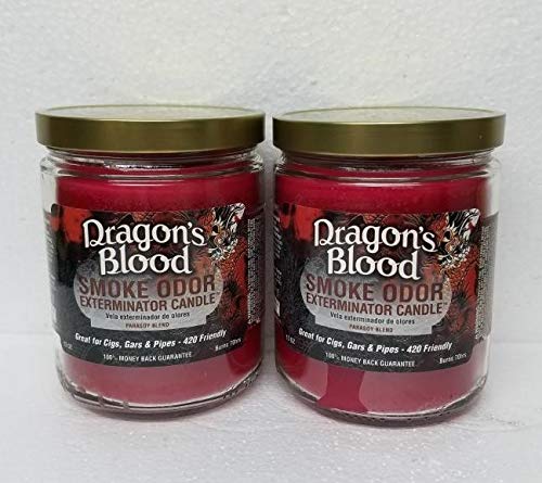 Dragon's Blood Scented Candle Set of 2 - 13 oz Smoke Odor Eliminator Jar Candles for Home, Meditation & Spiritual Cleansing