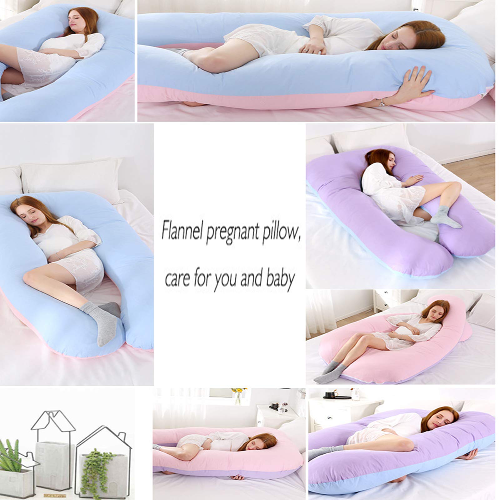 U-Shaped Maternity Full Body Pregnancy Pillow for Back, Hip & Leg Pain Relief - Soft Washable Cotton Cover, Dark Blue - Perfect for Side Sleeping & Comfort During Pregnancy