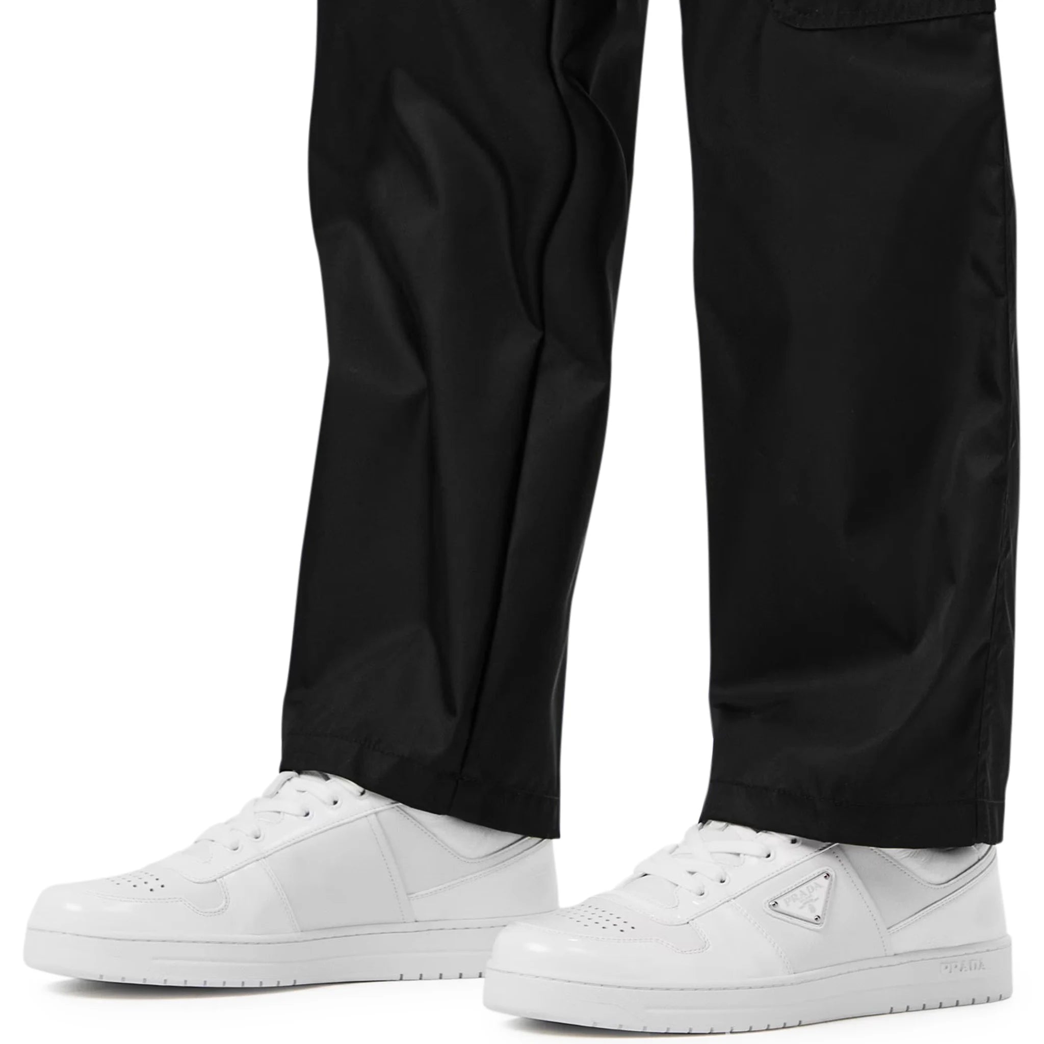 Prada Downtown Leather Low Top White Sneakers for Women - Stylish Casual Shoes for Everyday Wear, Office & Outings