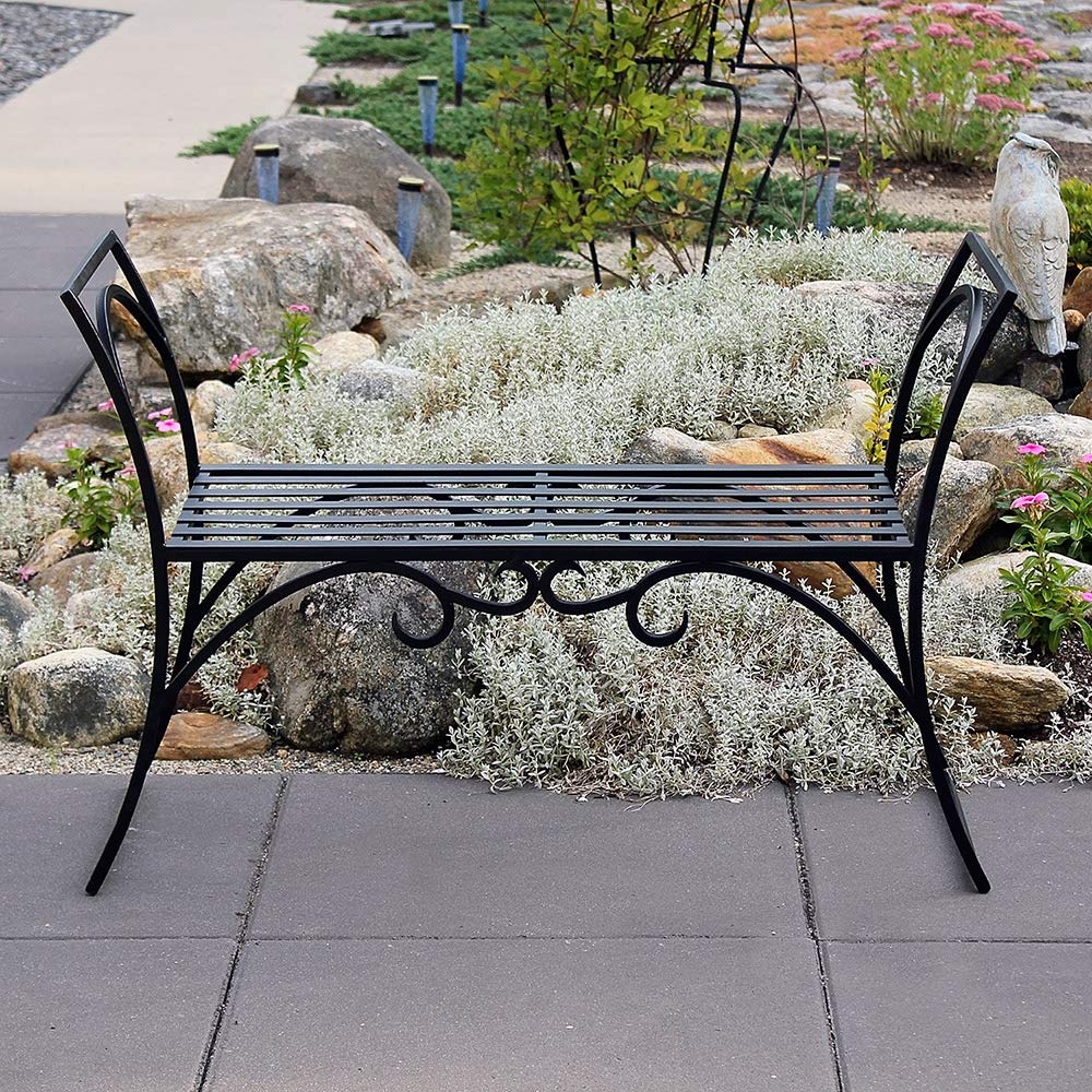 Achla Designs Wrought Iron Garden Arbor Bench with Seat - Decorative Outdoor Patio Furniture for Backyard, Wedding, and Landscape Decor