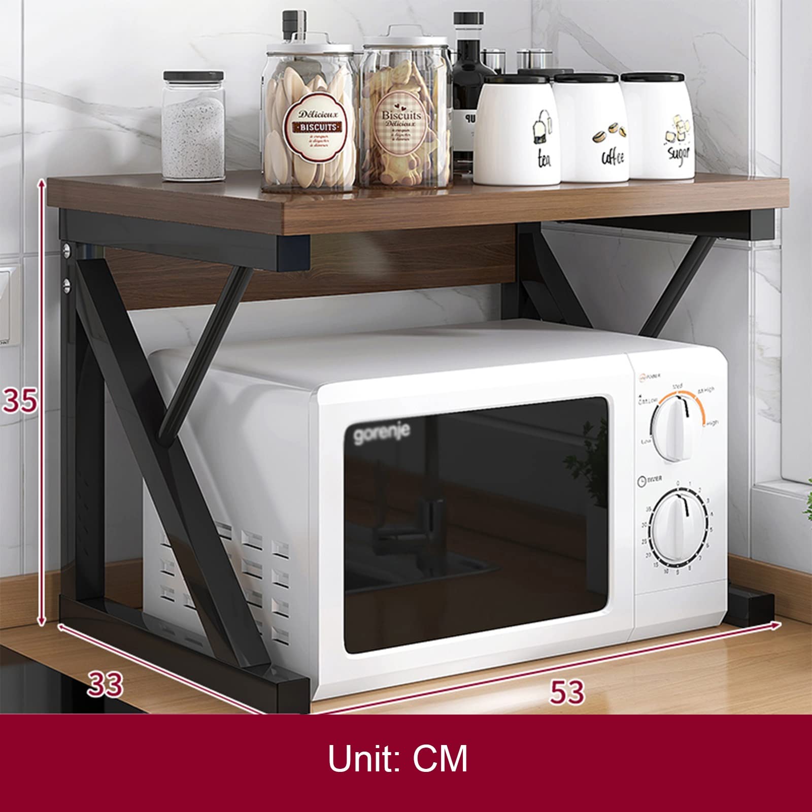 Universal Microwave Shelf for Countertop - Heavy Duty Metal Oven Rack & Kitchen Storage Organizer - Space Saving Solution for Small Kitchens, Countertops, and Pantries - Perfect for Microwaves, Toasters, and Small Appliances