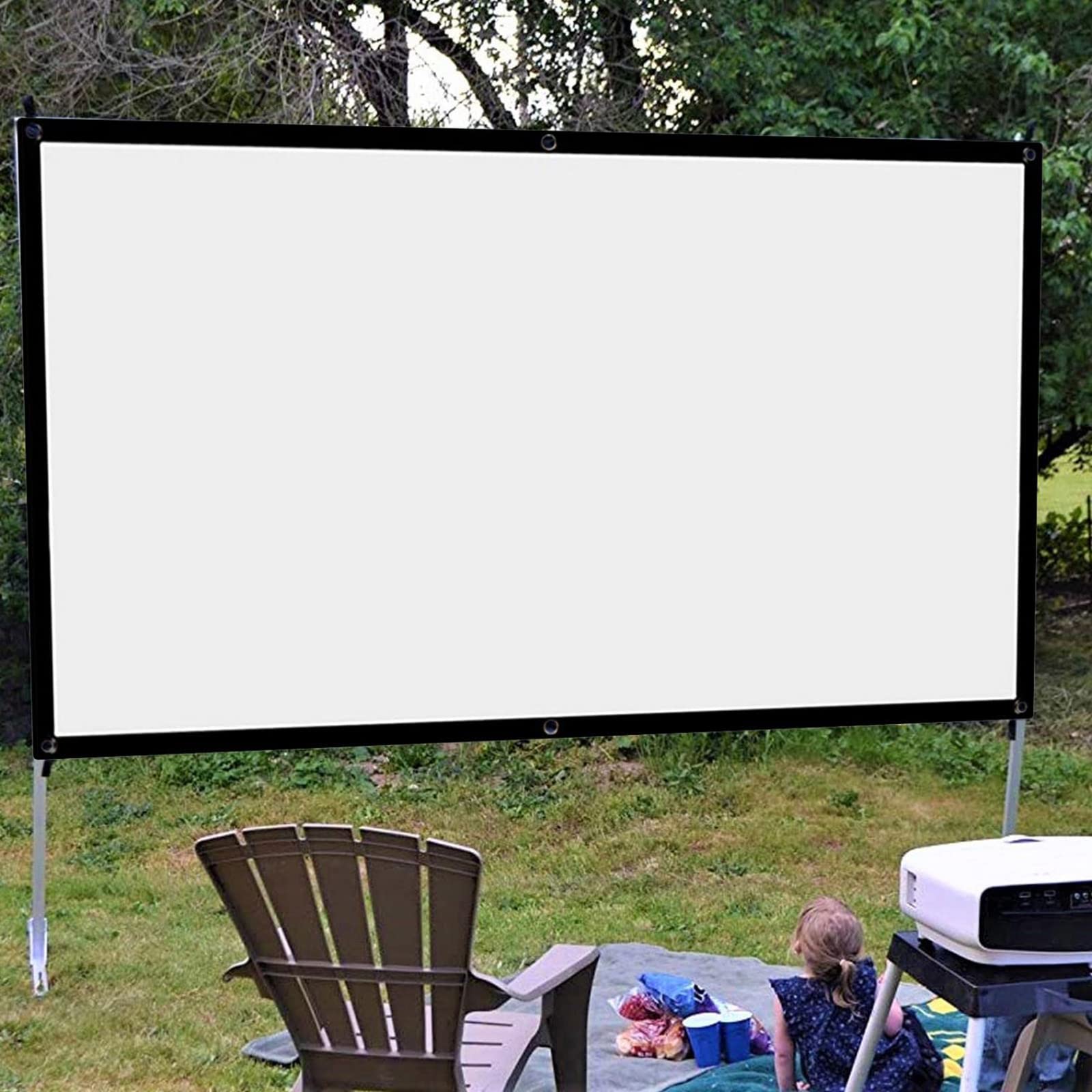 120 Inch 4K HD Projector Screen - 16:9 Foldable, Washable & Anti-Crease Portable Movie Screen for Home Theater, Outdoor & Indoor Use - Perfect for Movie Nights, Presentations and Backyard Entertainment