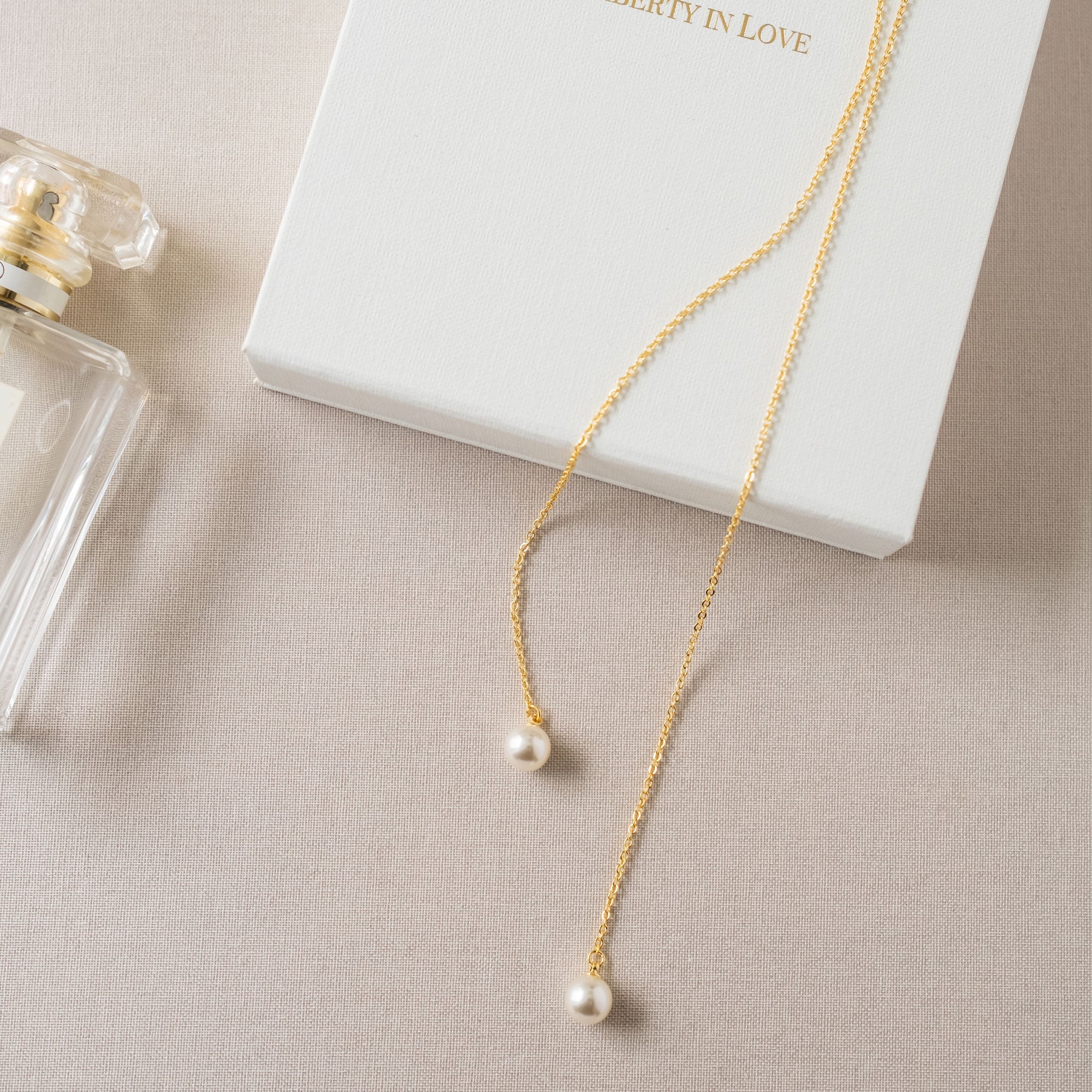 Elegant Gold Round Pearl Droplet Lariat Necklace for Women - Perfect for Weddings, Parties & Evening Events