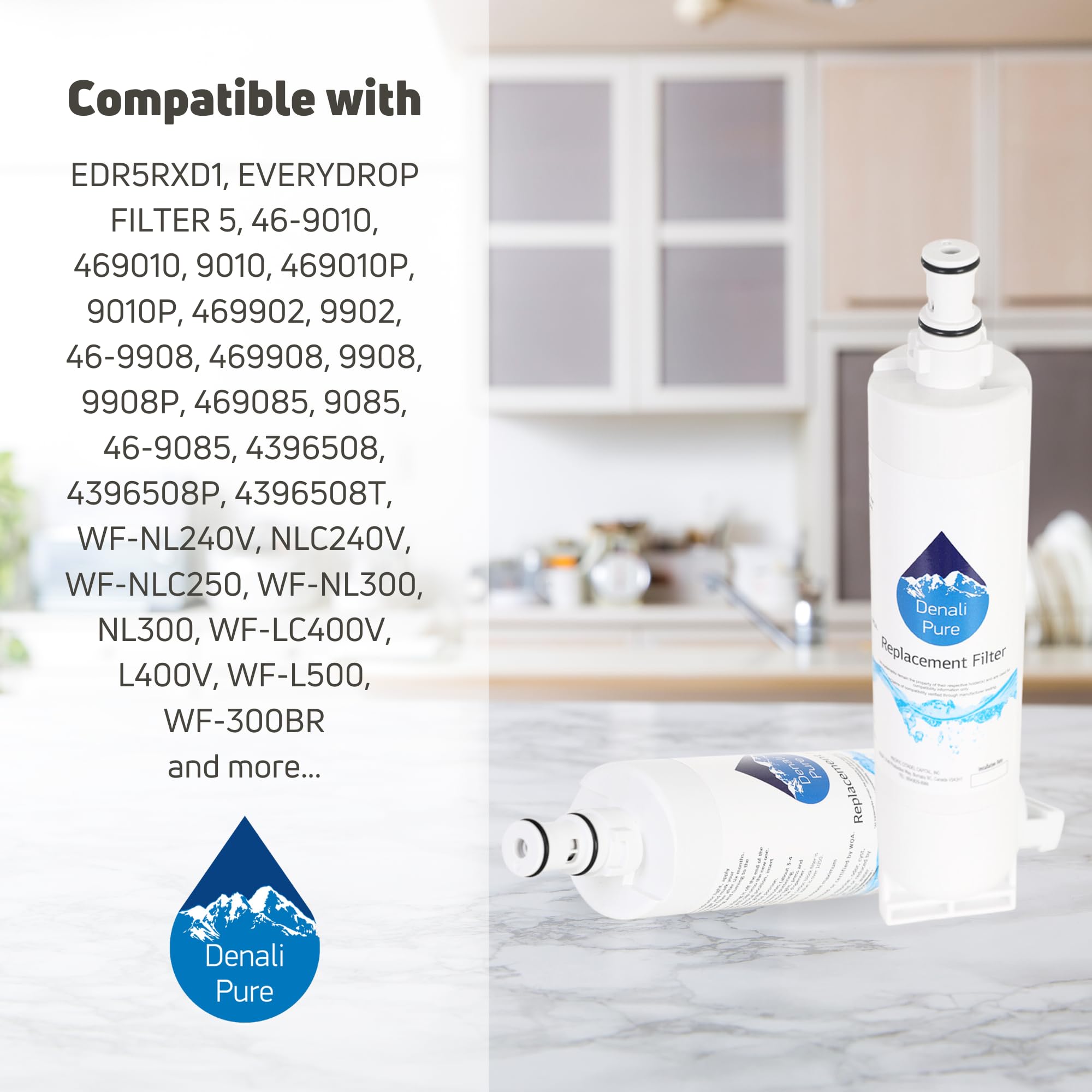 KitchenAid 4396547 Refrigerator Water Filter Replacement - Compatible with KitchenAid Fridge Water Filter Cartridge for Clean Drinking Water
