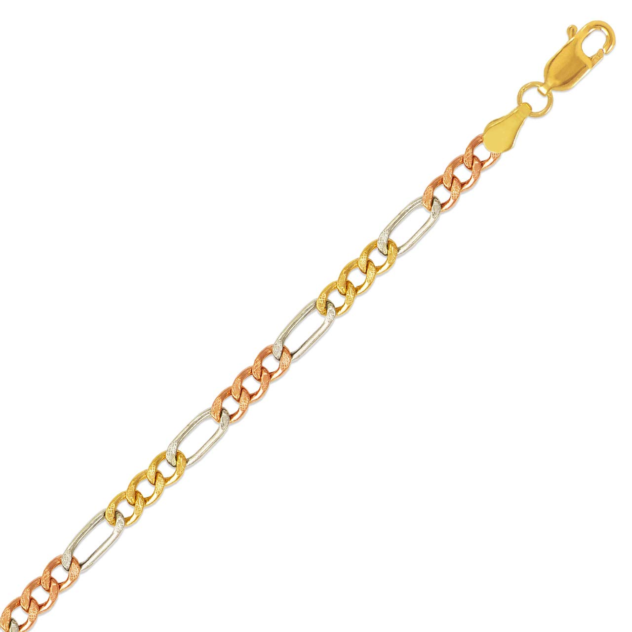 14K Solid Gold Figaro Chain Necklace - Hollow White Gold, Two Tone & Tri Color Options (16-26 Inch) | Perfect for Layering, Gifts & Everyday Jewelry