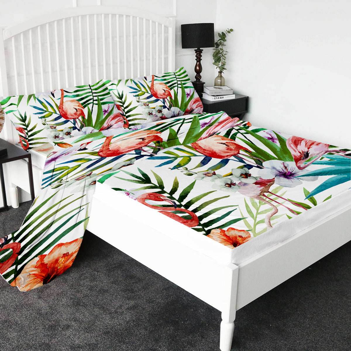 Flamingo Tropics Sheet Set - Soft & Breathable 100% Cotton Bedding - Perfect for Summer Nights & Tropical Bedroom Decor