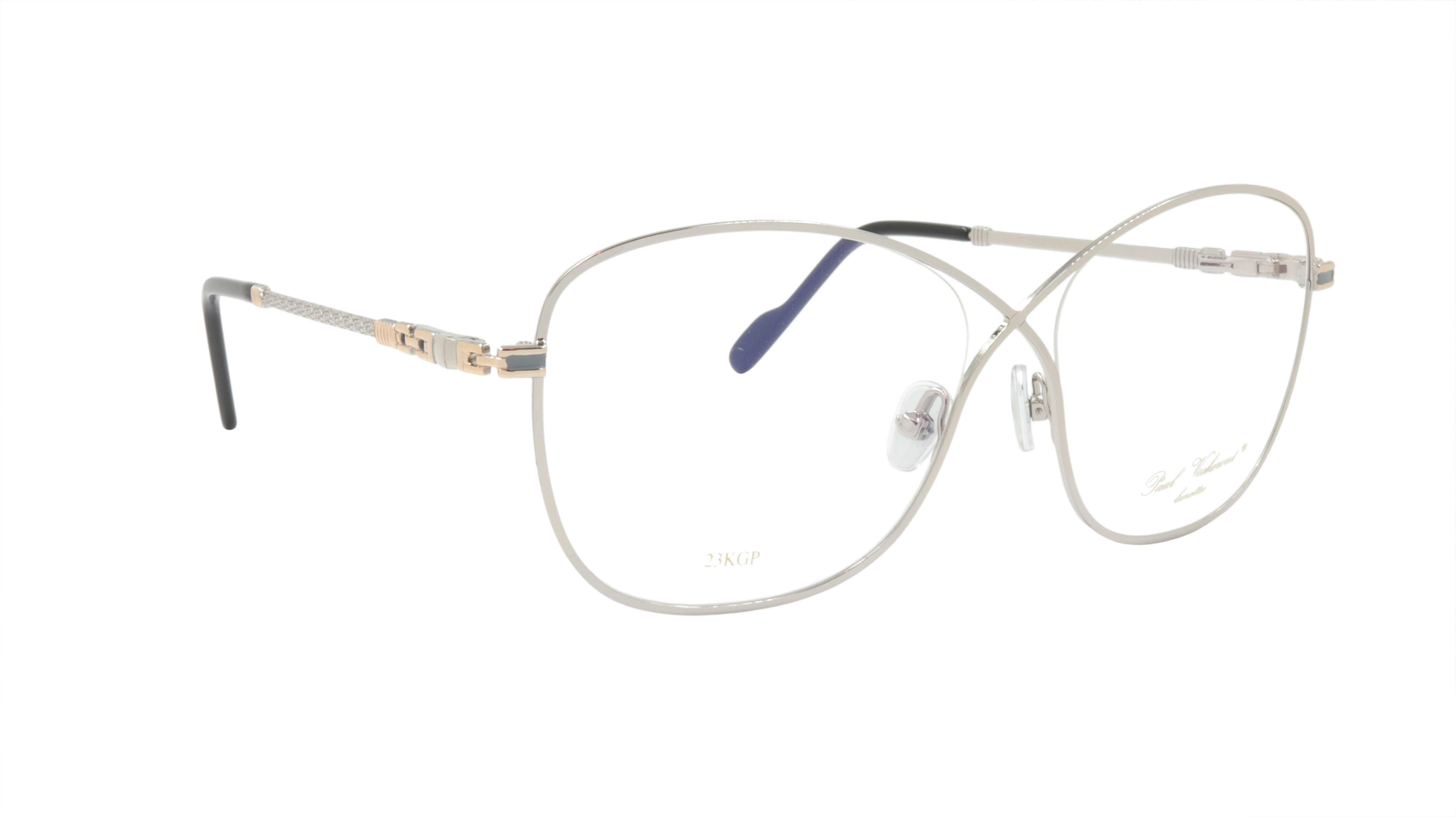 Paul Vosheront Criss Cross Silver Acetate Optical Frame PV394 C2 - Stylish Eyeglasses for Men & Women - Perfect for Reading, Work, and Fashion Accessories