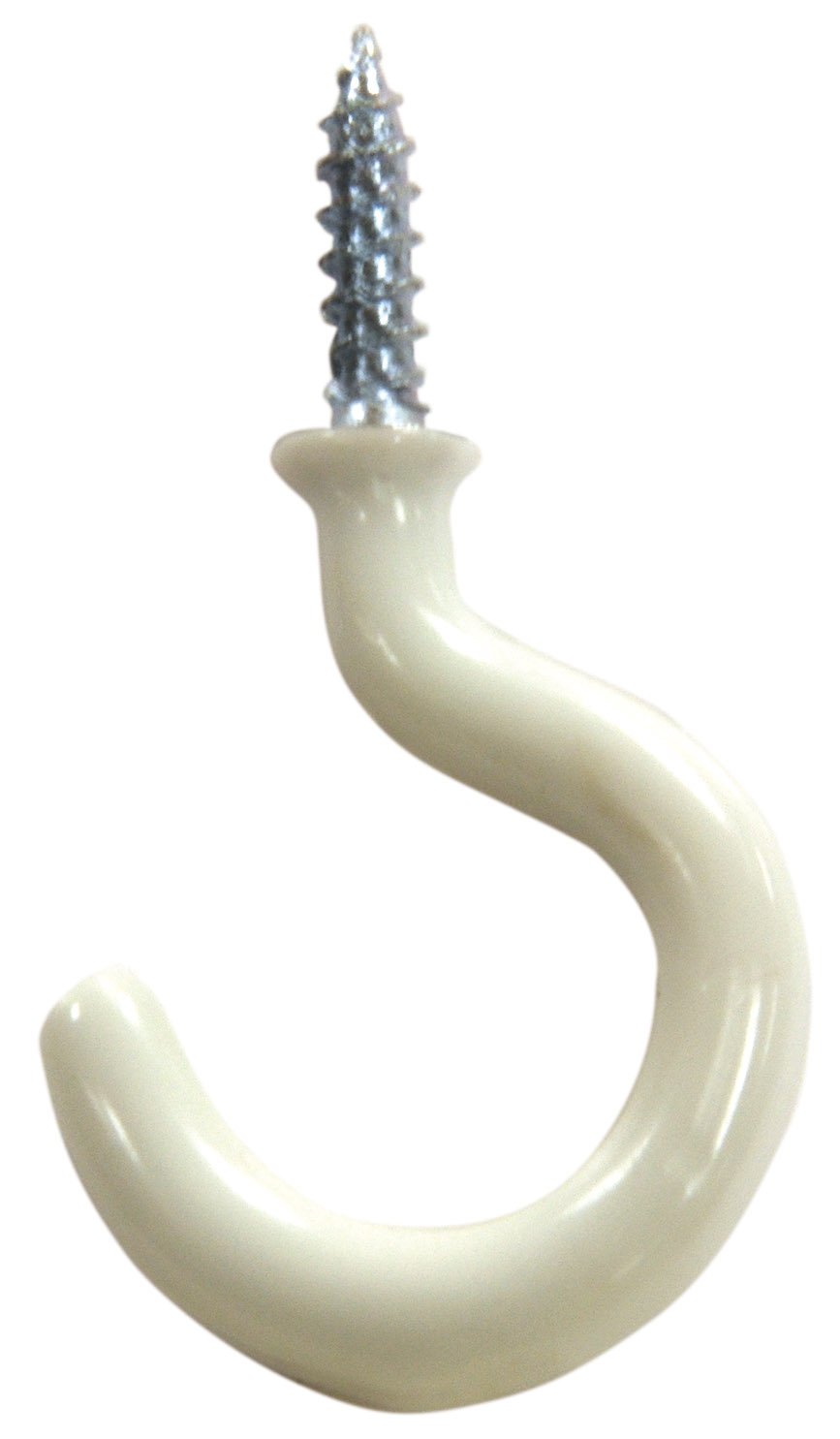 Ook Small Vinyl Coated White Steel Hooks 1-1/4 Inch - 2 Pack (1 lb Capacity) - Heavy Duty Wall Hooks for Hanging Plants, Decor & Organizing