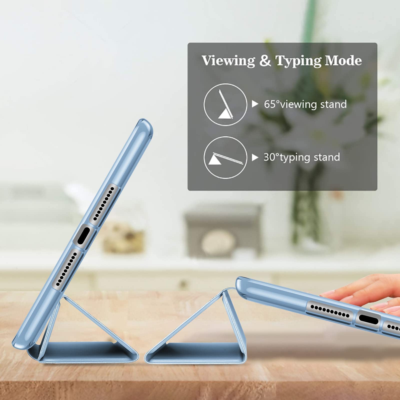 ProCase Slim Protective Cover for iPad Mini 5/4/3/2/1 (7.9 Inch) - Soft TPU Back Trifold Stand Folio Smart Case - Sky Blue | Perfect for Work, Study & Travel