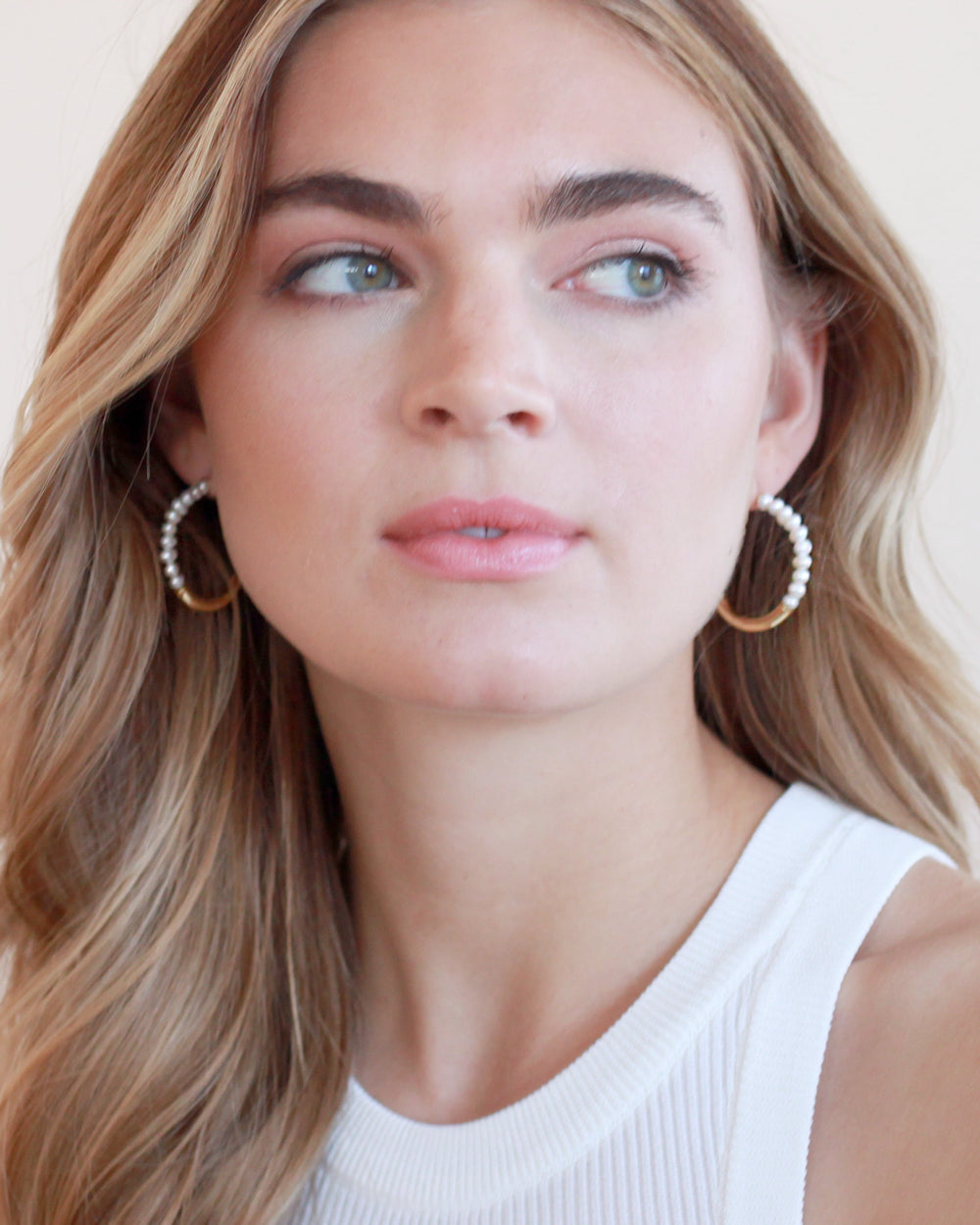 Faye Pearl Hoop Earrings for Women - 14K Gold Plated Dainty Circle Earrings with Freshwater Pearls - Perfect for Wedding, Party & Everyday Wear