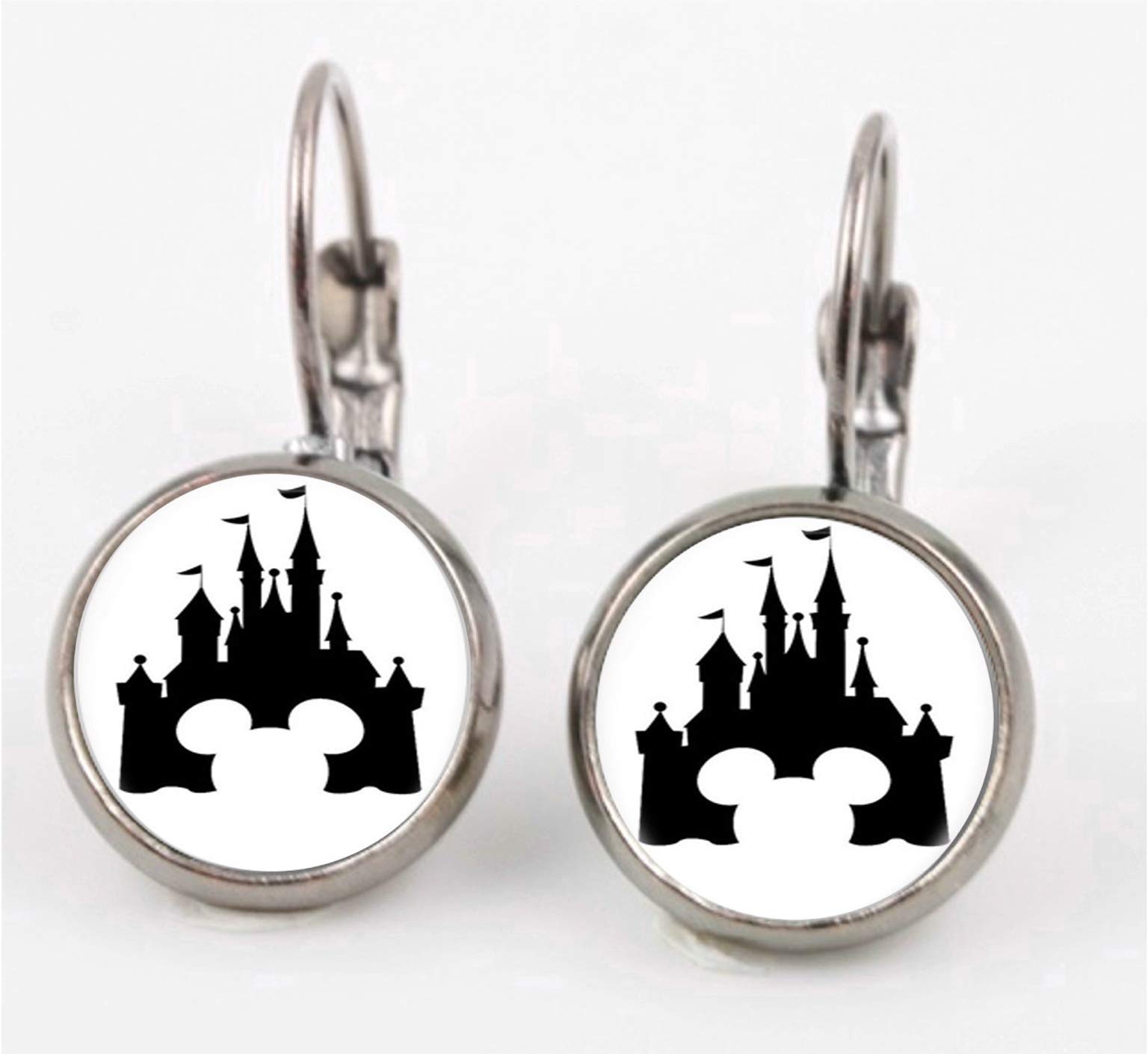 Vintage Mouse House Castle Silhouette Earrings - Unique Gothic Jewelry for Women, Perfect for Halloween Costume, Cosplay, and Fantasy Themed Parties
