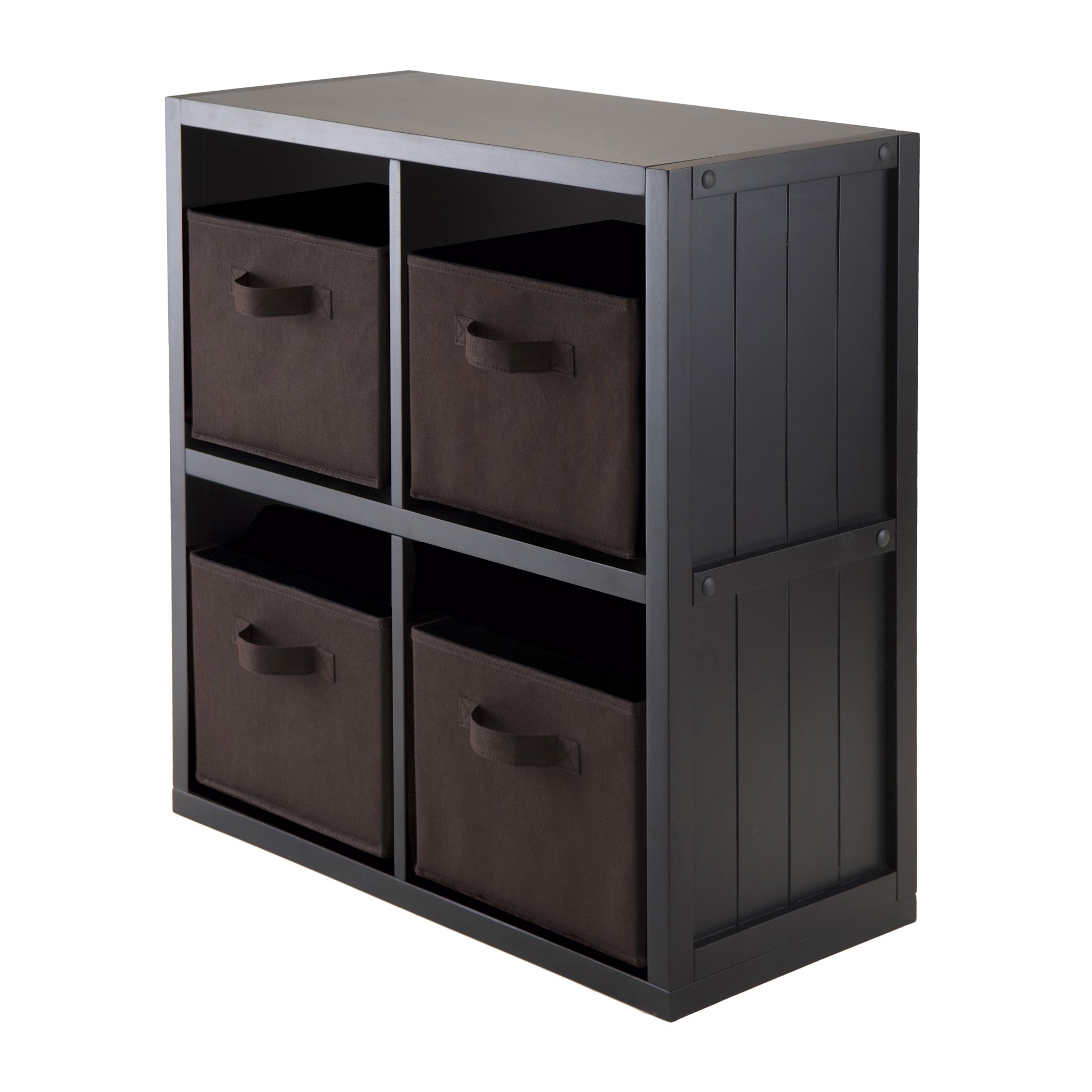 Winsome Timothy 5-Piece Storage Set - 2x2 Grid Shelf with 4 Fabric Baskets | Modern Home Organization for Bedroom, Bathroom & Living Room