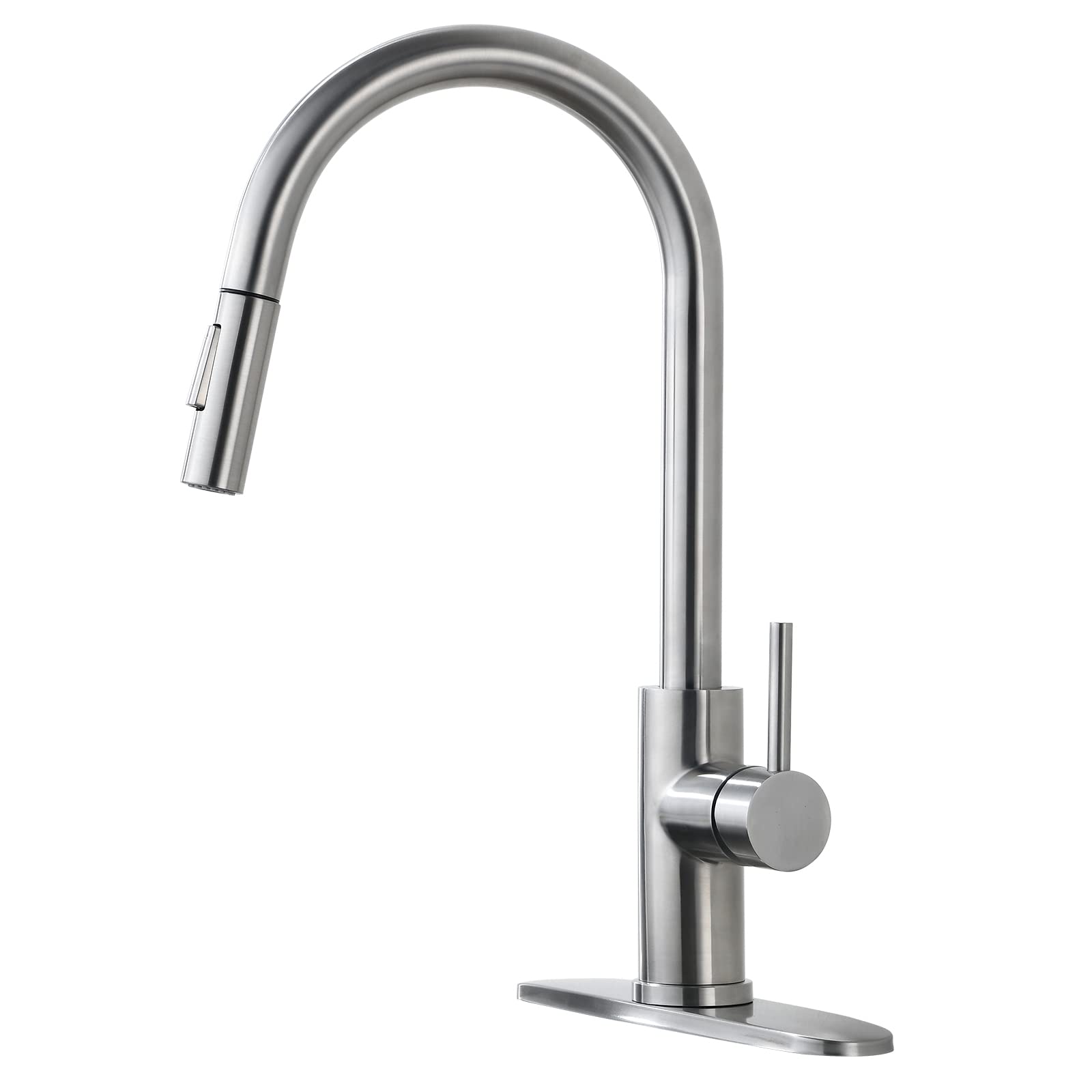 Brushed Nickel Kitchen Faucet with Pull-Down Sprayer - Single Handle Stainless Steel Sink Faucet for Modern Kitchens | Perfect for Home Renovation & Daily Cooking Use