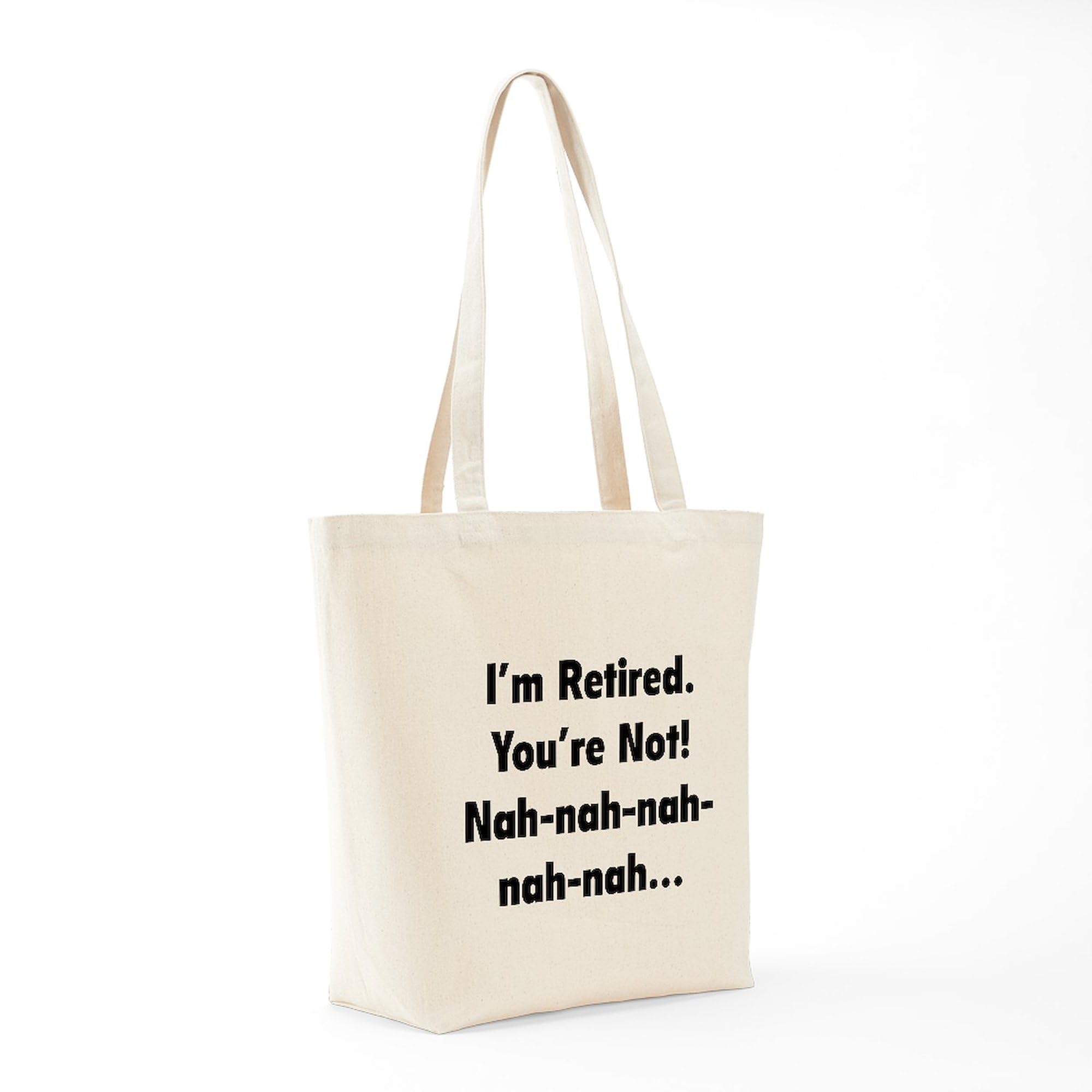 Retired Tote Bag - Natural Canvas Reusable Shopping Bag for Groceries & Beach | Funny Retirement Gift for Men & Women | Eco-Friendly Cotton Tote