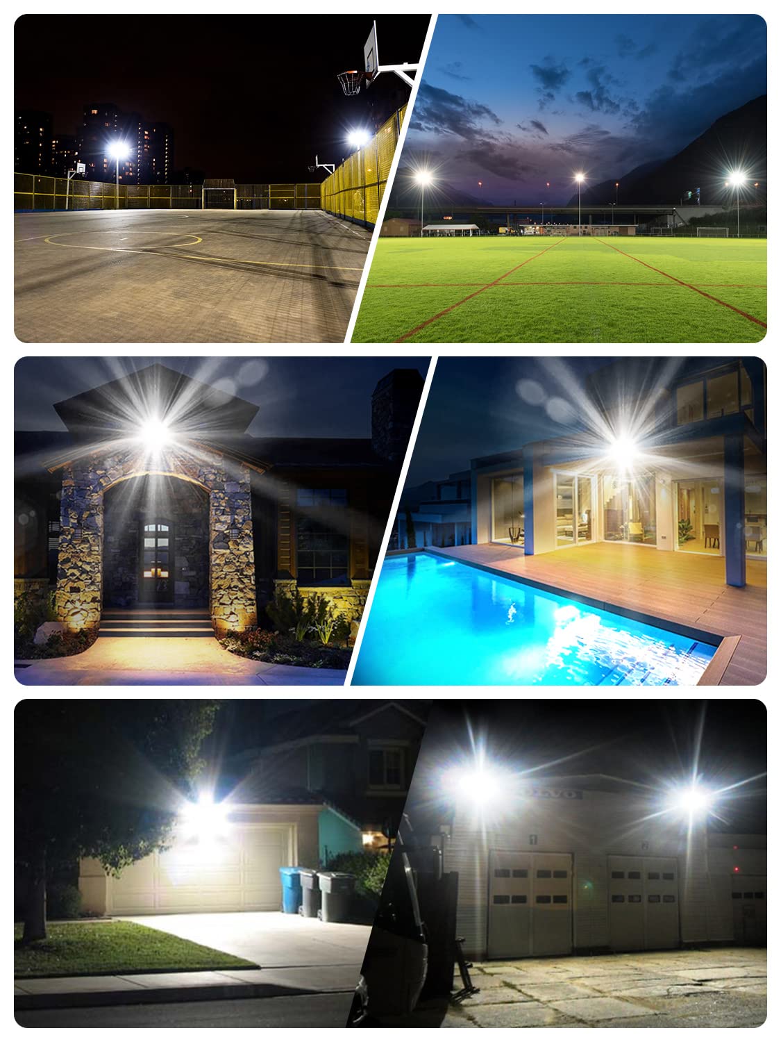 200W LED Flood Light Outdoor - 16000LM 6000K Daylight White, IP66 Waterproof Slim Security Light for Garage, Garden, Yard, Playground - Bright Landscape & Wall Lighting (10 Pack) - Perfect for Nighttime Security & Area Illumination