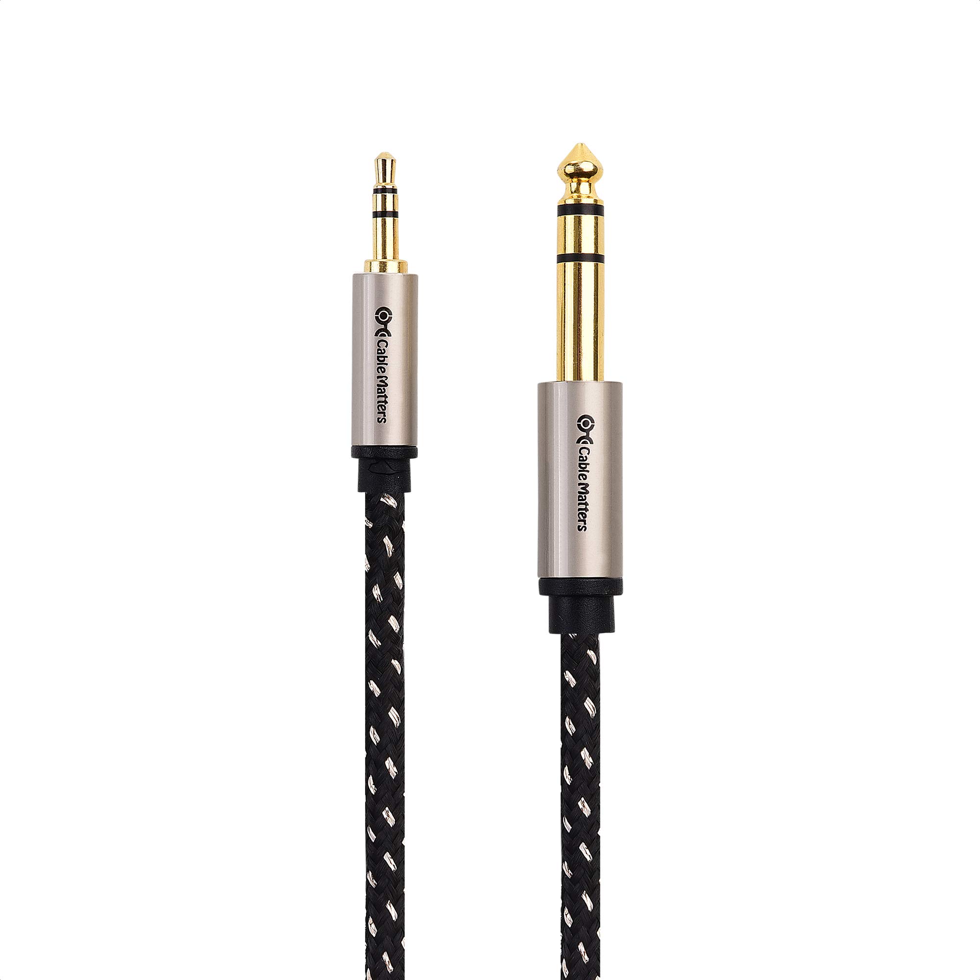 Premium Braided 3.5mm to 1/4 Inch Audio Cable 6ft - Gold Plated Stereo Aux Cable for Headphones, Speakers & Studio Equipment - Durable Nylon Shielded Cord for Home, Office & Professional Audio Setup