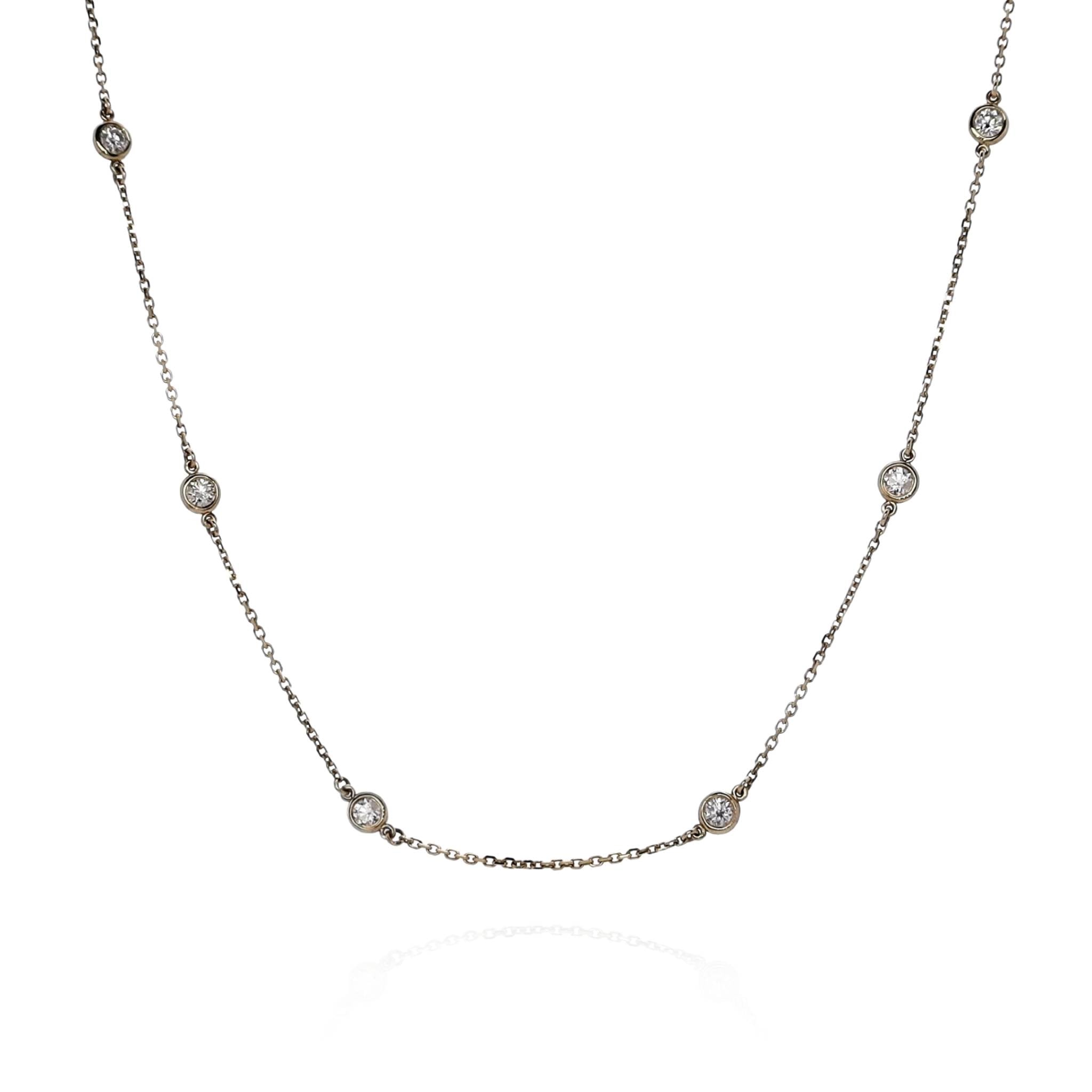 14K Yellow Gold Diamond Station Necklace - 2.65mm Diamond by the Yard Chain | Perfect for Everyday Wear, Date Nights & Special Occasions
