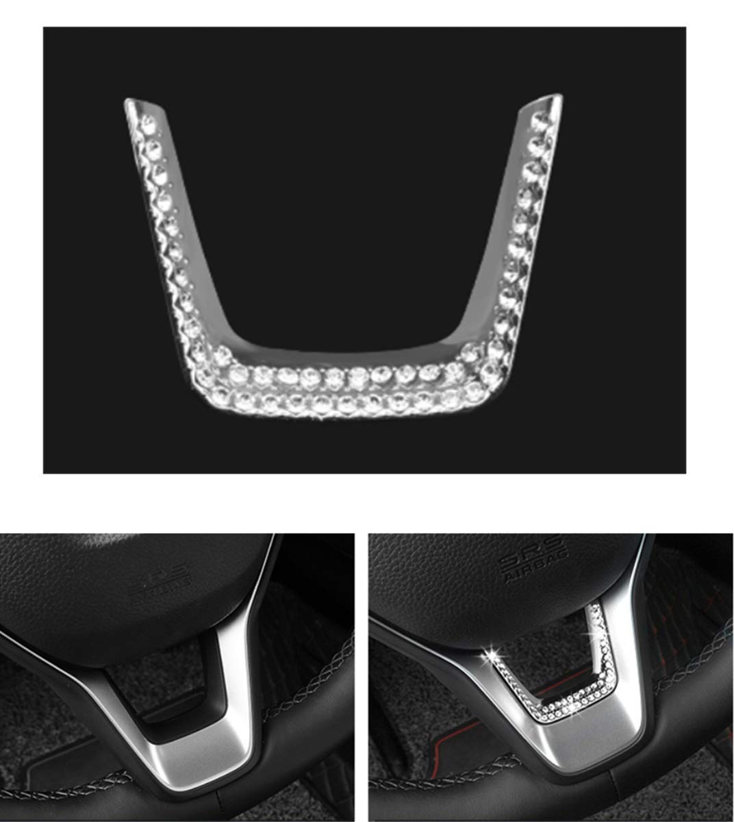 **2018-2022 Honda Accord Sedan Bling Steering Wheel Knob Cover - Rhinestone Applique Sticker (1PC/Set) - Luxury Car Interior Accessories for Sport EX EX-L Touring - Perfect for Customization & Personalization**