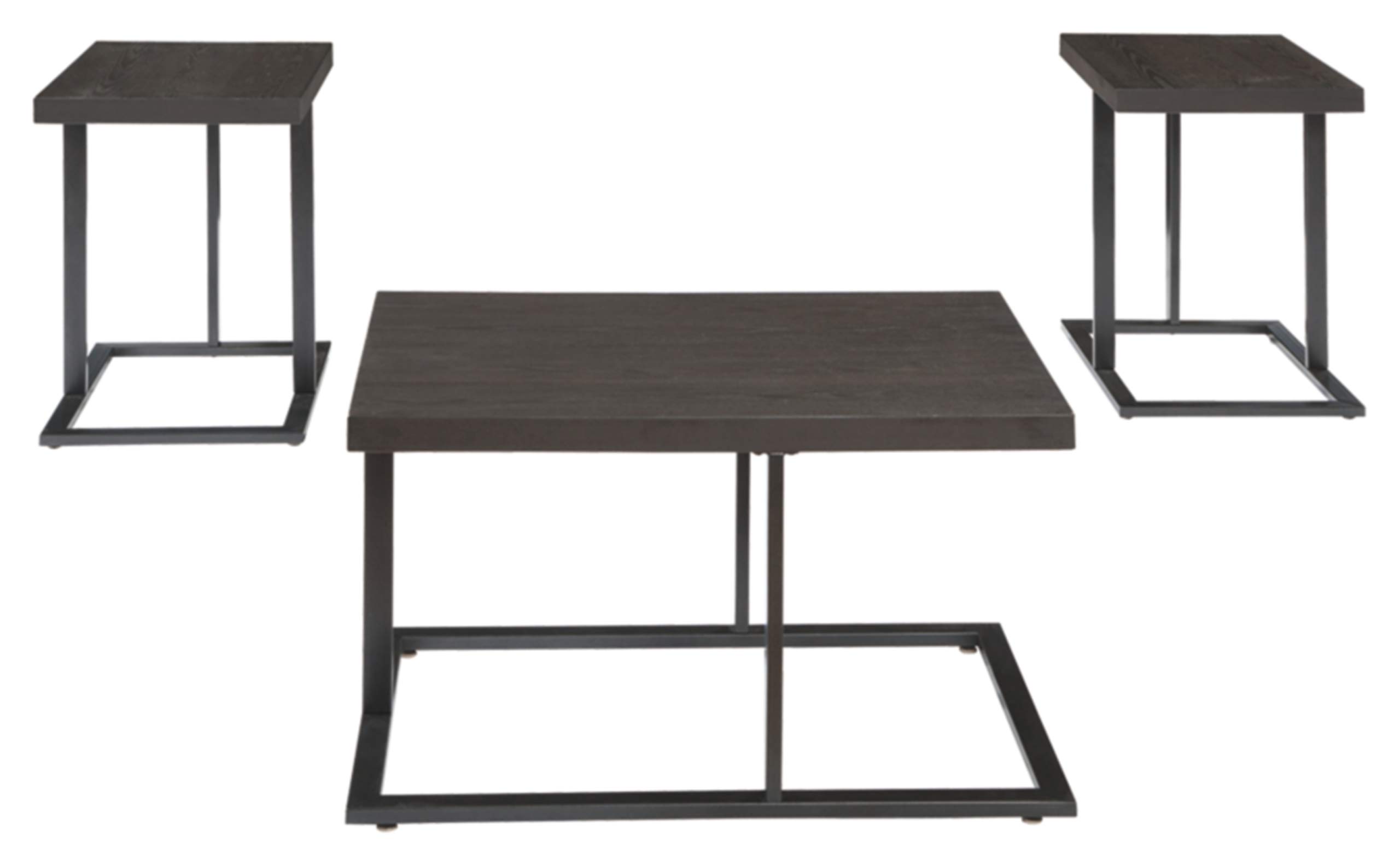 Signature Design by Ashley Airdon Urban 3-Piece Coffee Table Set with 2 End Tables - Modern Brown Wood Living Room Furniture for Small Spaces - Perfect for Apartments, Condos & Cozy Home Decor