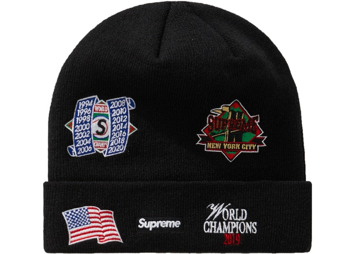 Supreme New Era Championship Beanie - Black Winter Hat for Men & Women - Perfect for Cold Weather, Outdoor Sports & Streetwear Fashion