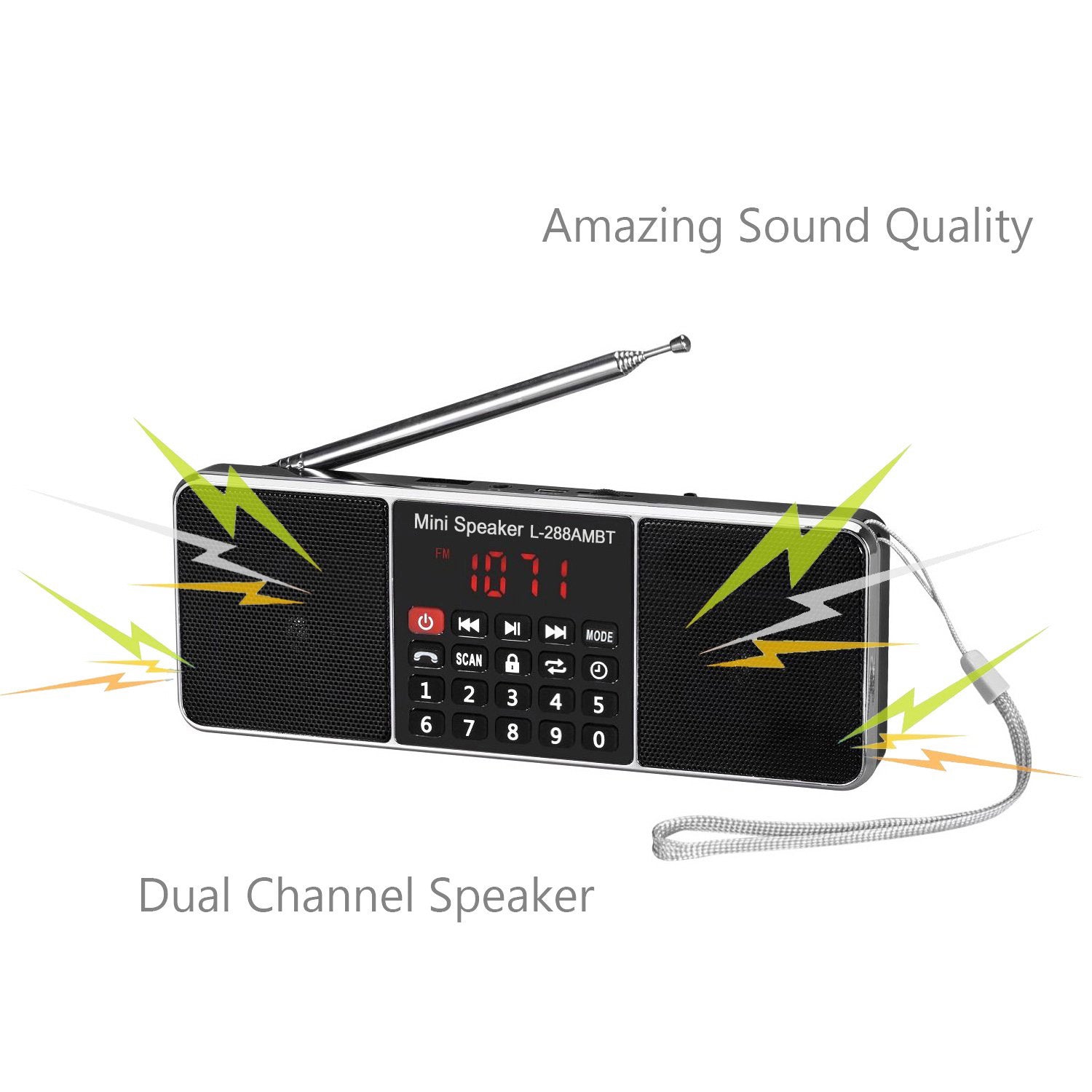 Portable Bluetooth Speaker with Super Bass, SD/TF Card MP3 Player, AM/FM Radio - Perfect for Outdoor Parties, Travel & Home Use