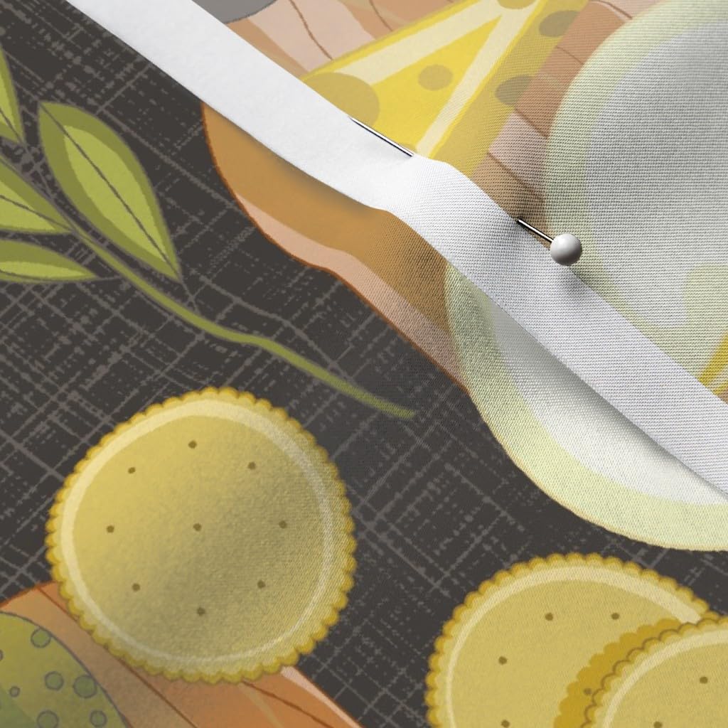 Food Charcuterie Board Printed Satin Fabric Fat Quarter - Premium Spoonflower Fabric for Sewing, Lining, Apparel, Fashion, Blankets & Home Decor - Perfect for DIY Projects, Quilting, and Tableware Accessories