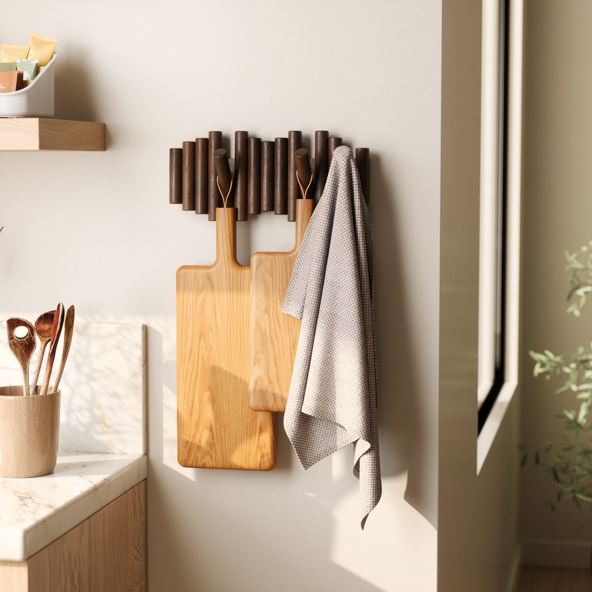5-Pack Picket Wall Hooks - Heavy Duty Rustproof Hooks for Hanging Coats, Hats, Keys & More - Perfect for Entryway, Bathroom & Garage Organization