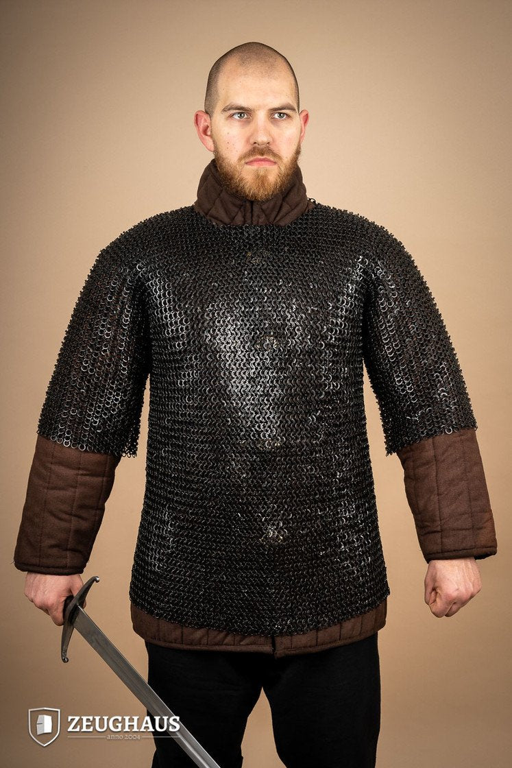 Chainmail Haubergeon Flat Ring Riveted 9mm Burnished Medieval Armor for LARP, Cosplay & Renaissance Fairs