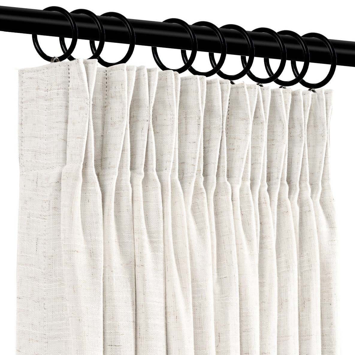 Luxury Semi-Sheer Linen Curtains - Custom Drapes with Pleated Design | Natural & Elegant Window Treatments for Living Room, Bedroom & Dining Room